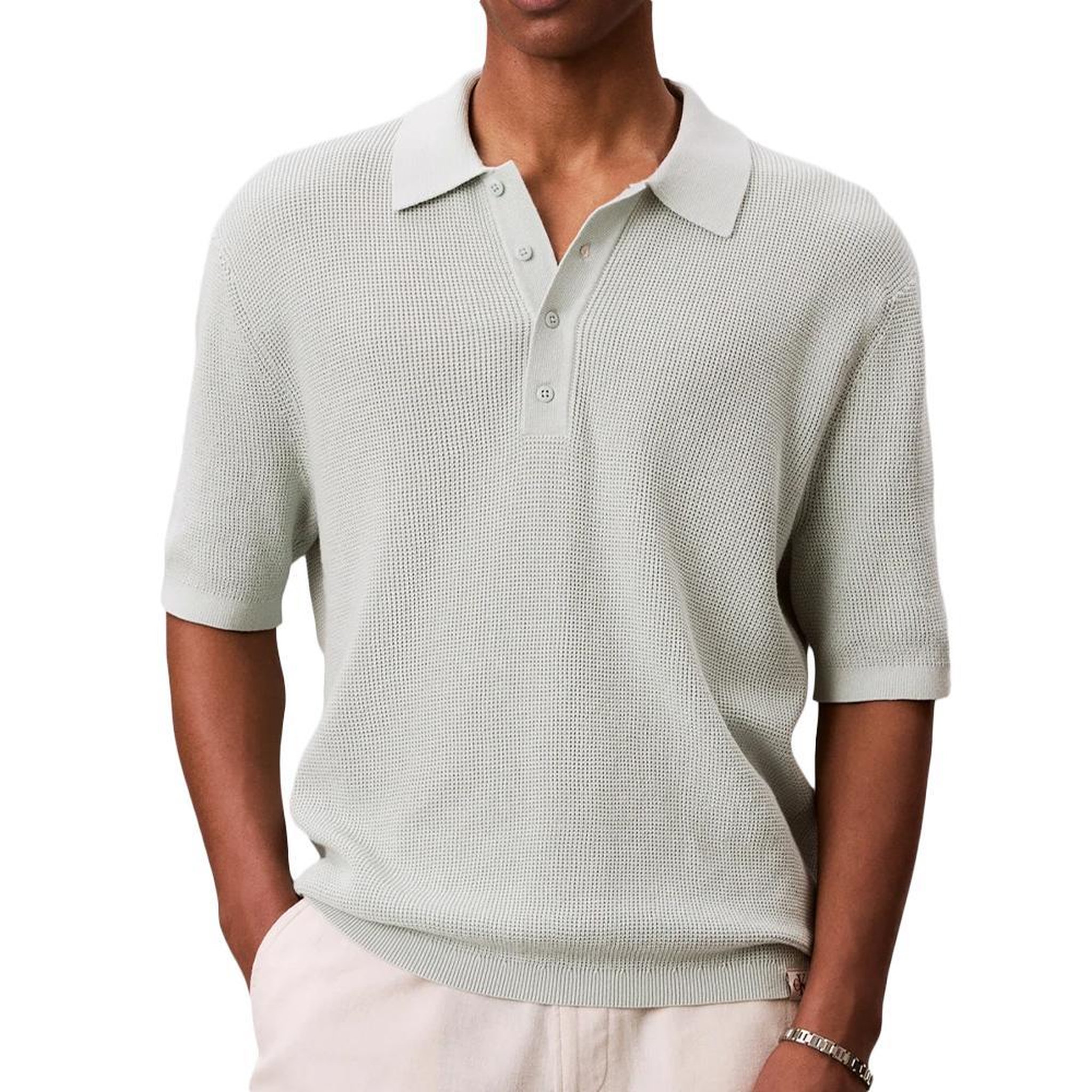 Voir la diapositive 1 : CALVIN KLEIN JEANS Polo Gris Homme Calvin Klein Jeans Waffle