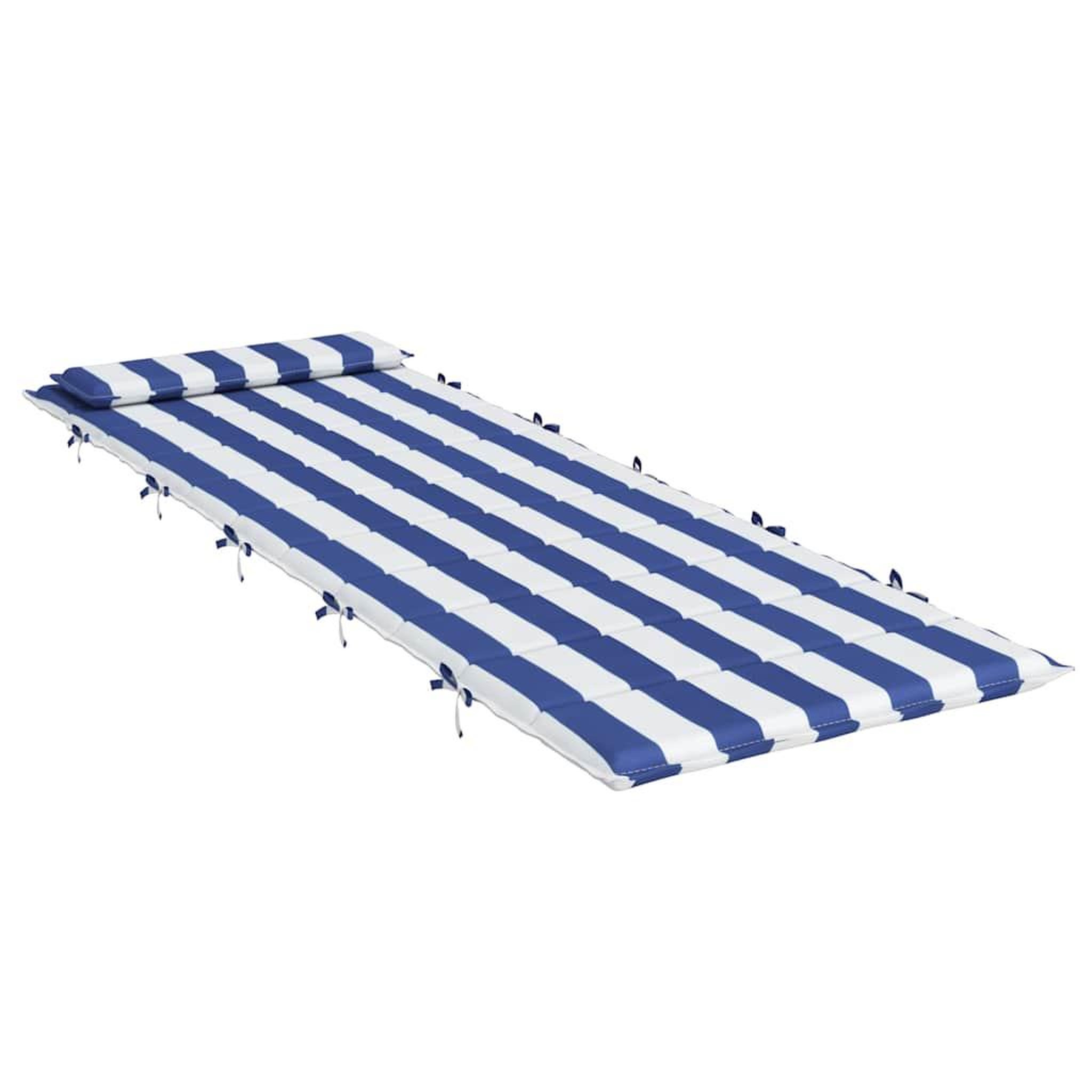 Voir la diapositive 4 : VIDAXL Coussin de chaise longue rayures bleues/blanches 180x60x3 cm