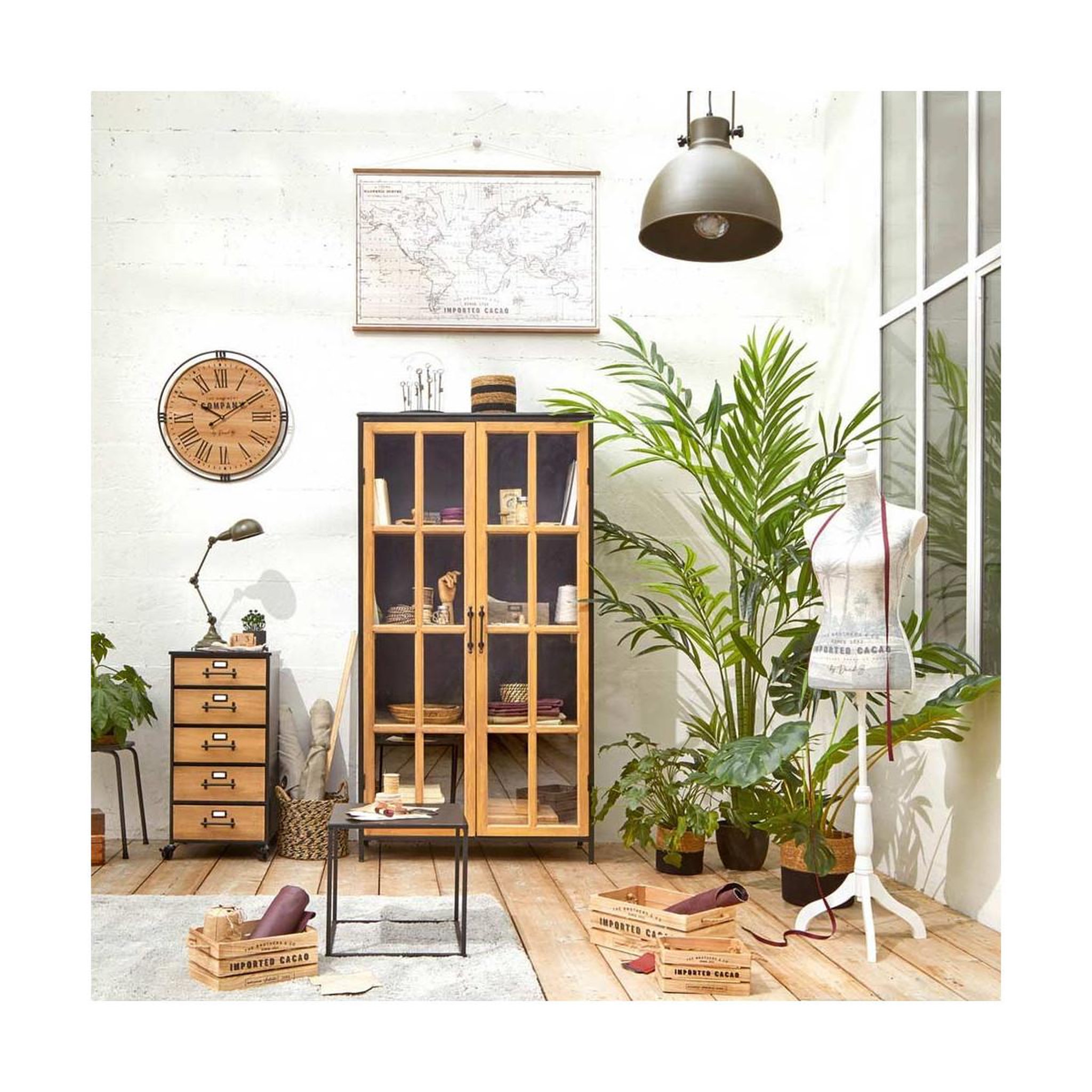 Voir la diapositive 5 : ATMOSPHERA Lot de 3 cagettes en bois  brothers  35cm naturel