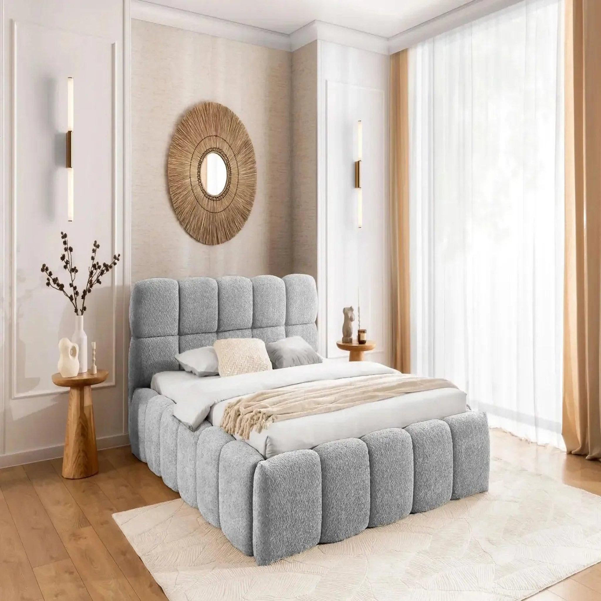 Voir la diapositive 2 : CASANOVA PARIS Elise - lit coffre tissu bouclette