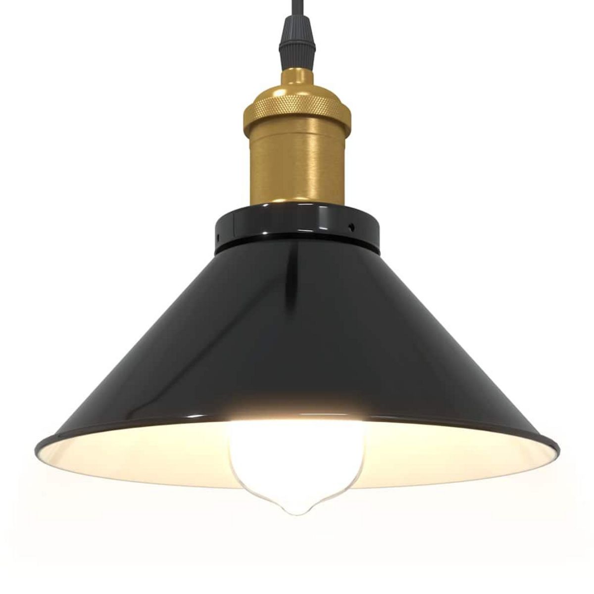 VIDAXL Lampe suspendue reglable hauteur E27 noir brillant Ø22 cm metal