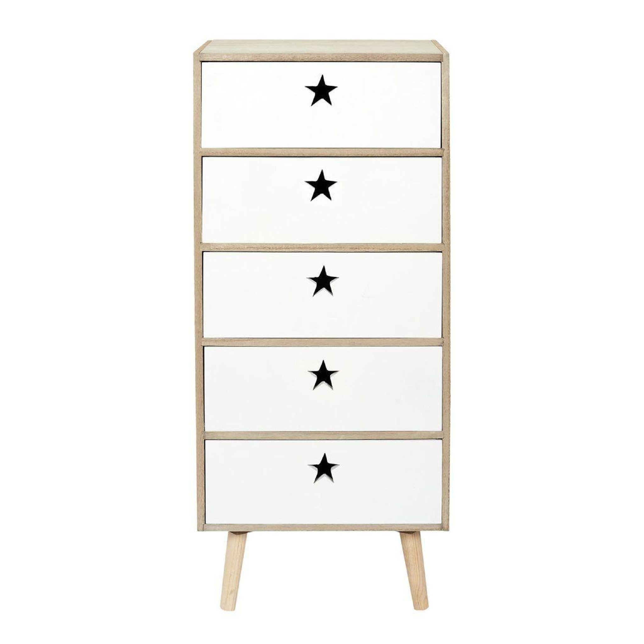 Voir la diapositive 2 : HOME DECO KIDS Chiffonnier enfant  star  91cm blanc & beige