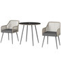 Voir la diapositive 1 : OUTSUNNY Salon de jardin 3 pièces 2 places avec coussins plateau table verre trempé noir résine filaire gris