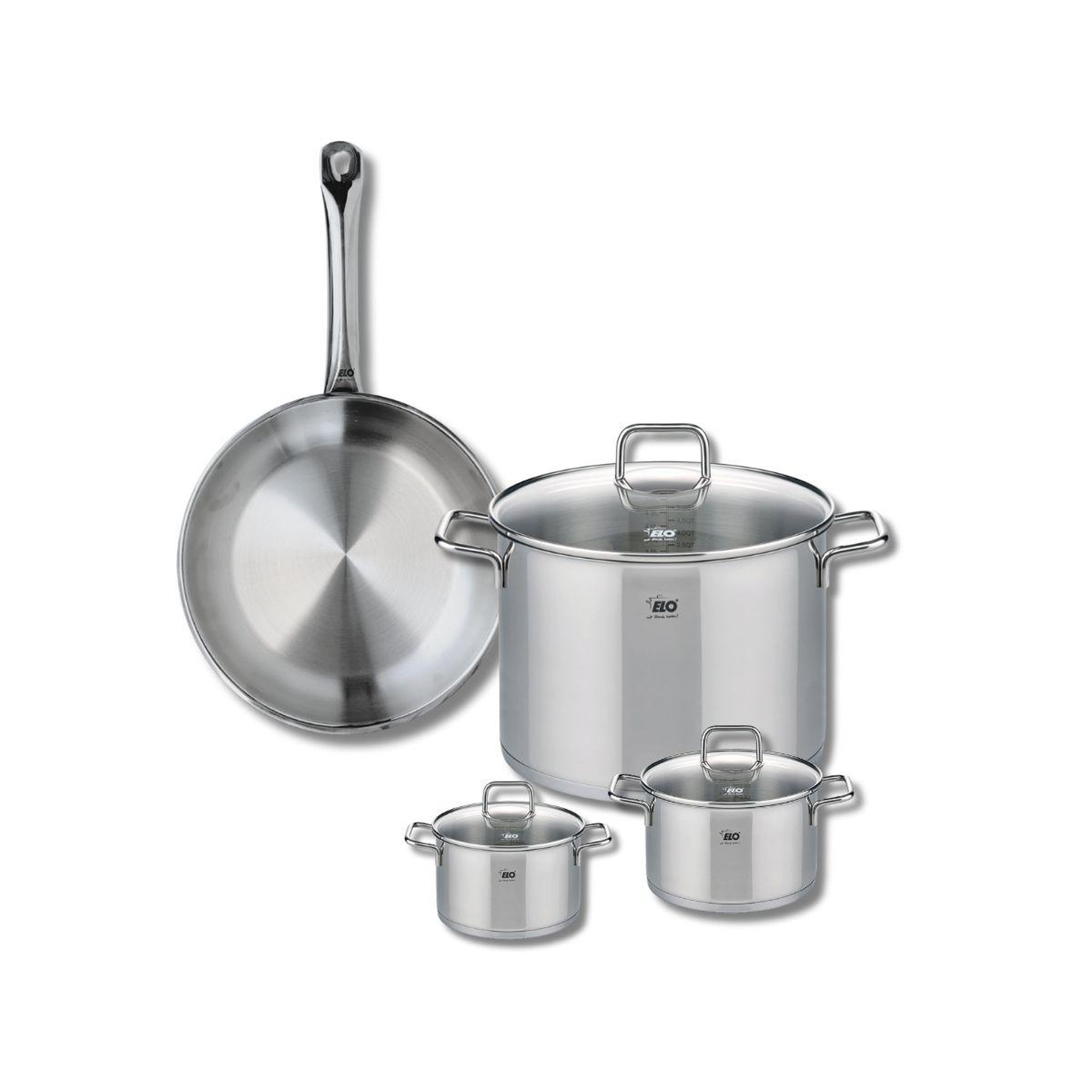 Voir la diapositive 1 : 666 Barcelona Ensemble de 1 Poêle de cuisson 28 cm et 3 faitouts 12, 14 et 26 cm Elo Profi Citrin