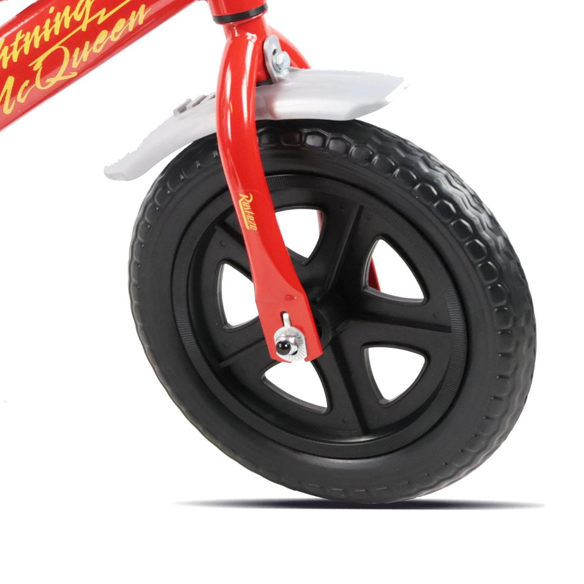 Voir la diapositive 5 : Disney Cars Vélo 10'' enfant CARS de Disney avec plaque avant décorative, garde boues, carter, roues bâtons & 2 stabilisateurs