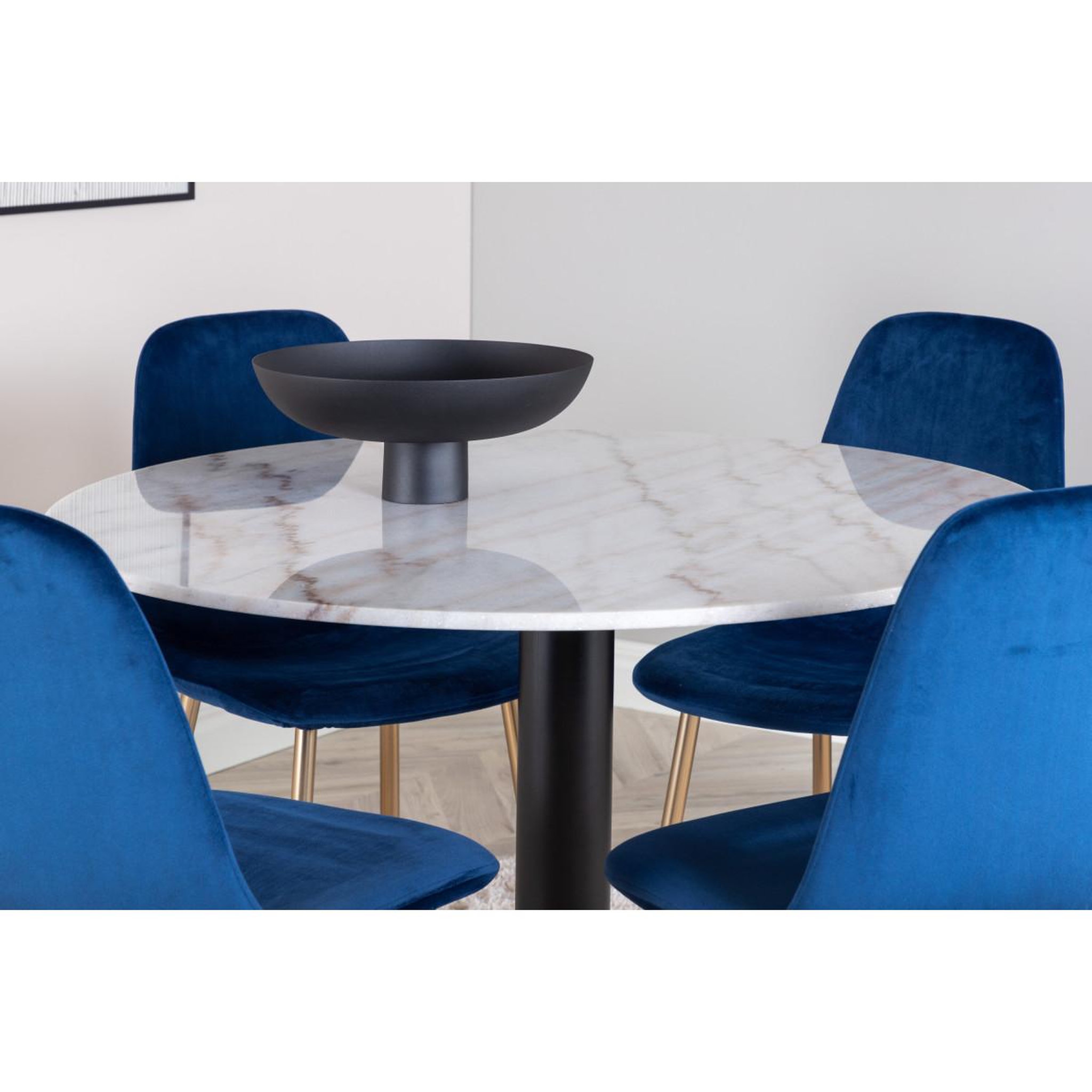 Voir la diapositive 5 : Paris Prix Ensemble Table à Manger & 4 Chaises  Estelle I & Polar II  106cm Blanc & Bleu