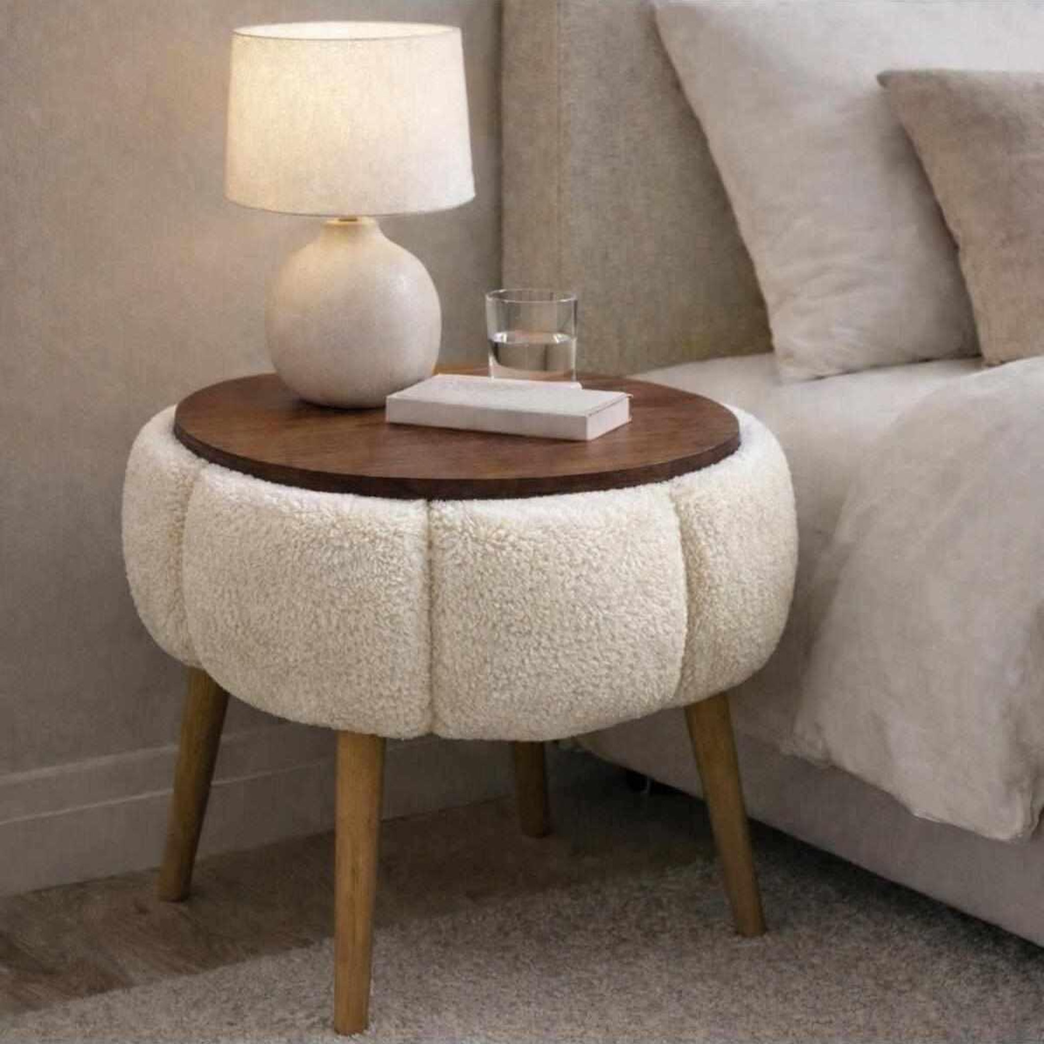 Voir la diapositive 2 : Habitat et Jardin Table d'appoint en bois  papatya  - 45 x 45 x 44 cm - crème
