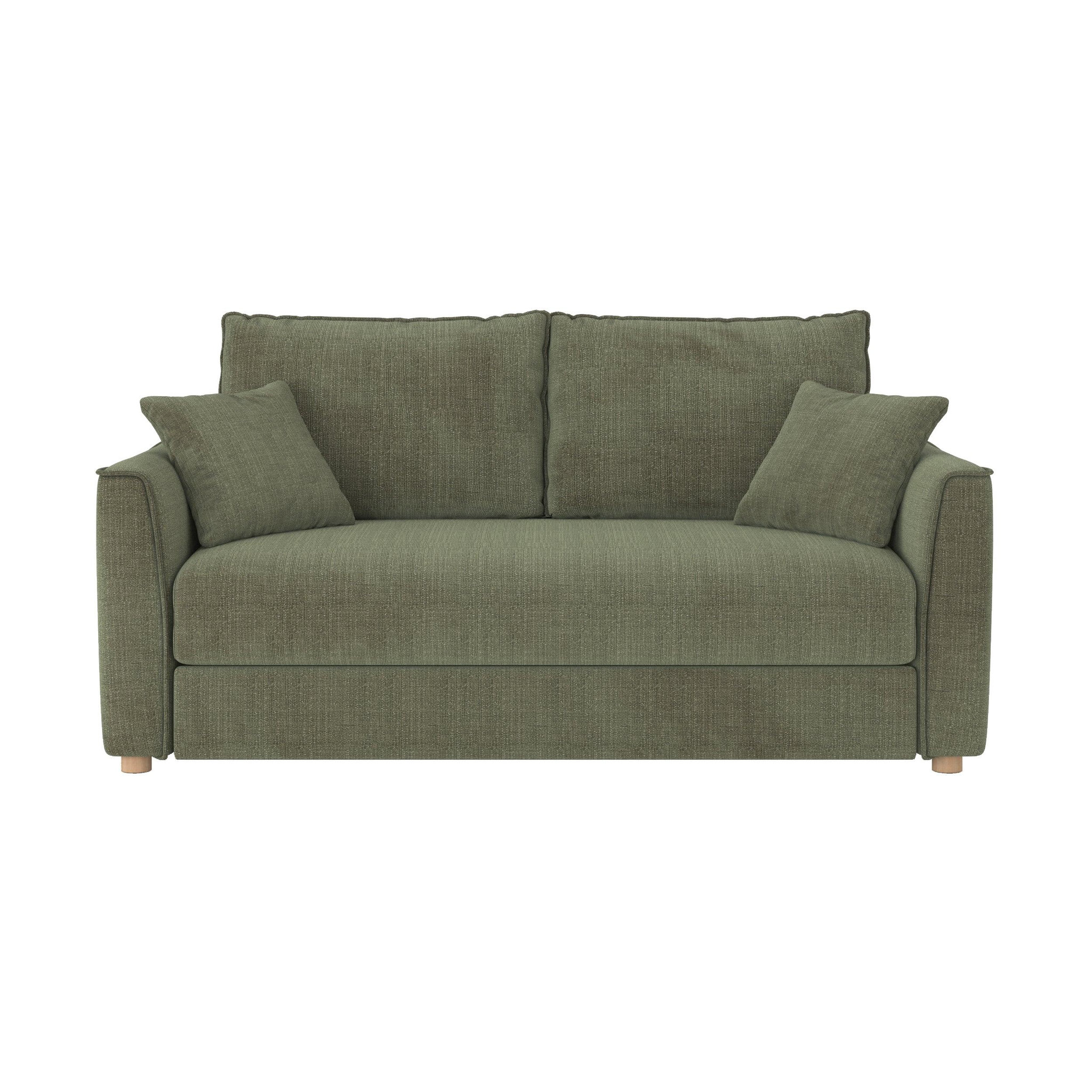 MAISON PAVANE Canapé convertible 2 places en tissu texturé vert kaki-olympe