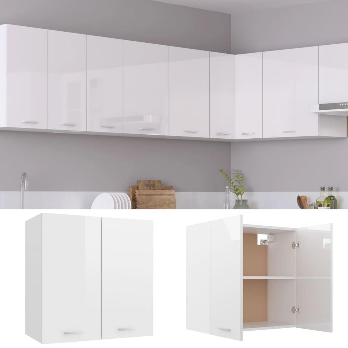 VIDAXL Armoire suspendue Blanc brillant 60x31x60 cm Bois d'ingenierie