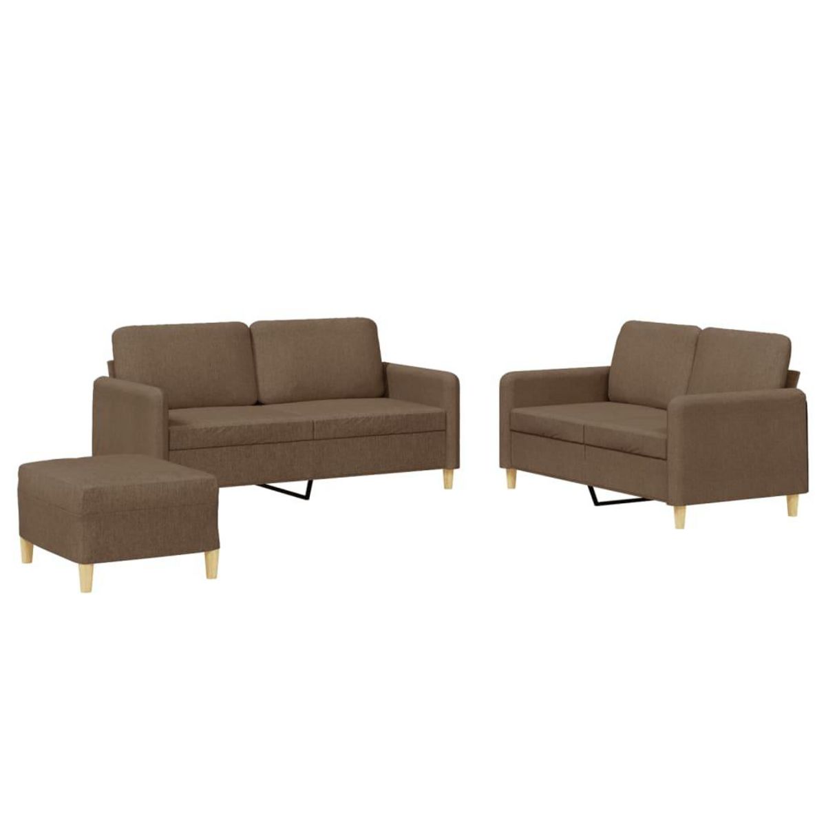 VIDAXL Ensemble de canapes 3 pcs avec coussins Marron Tissu