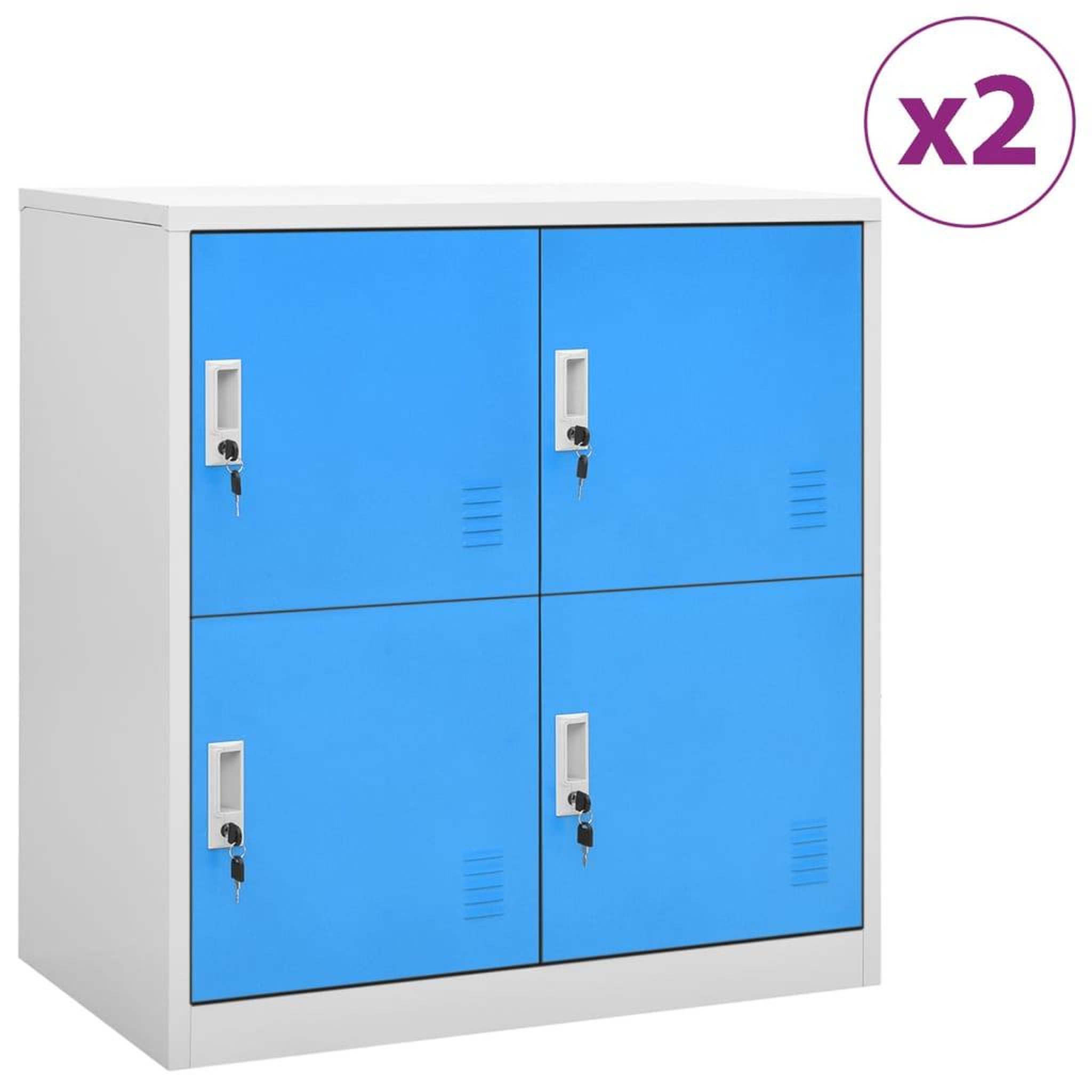 VIDAXL Armoires a casiers 2 pcs Gris clair et bleu 90x45x92,5 cm Acier
