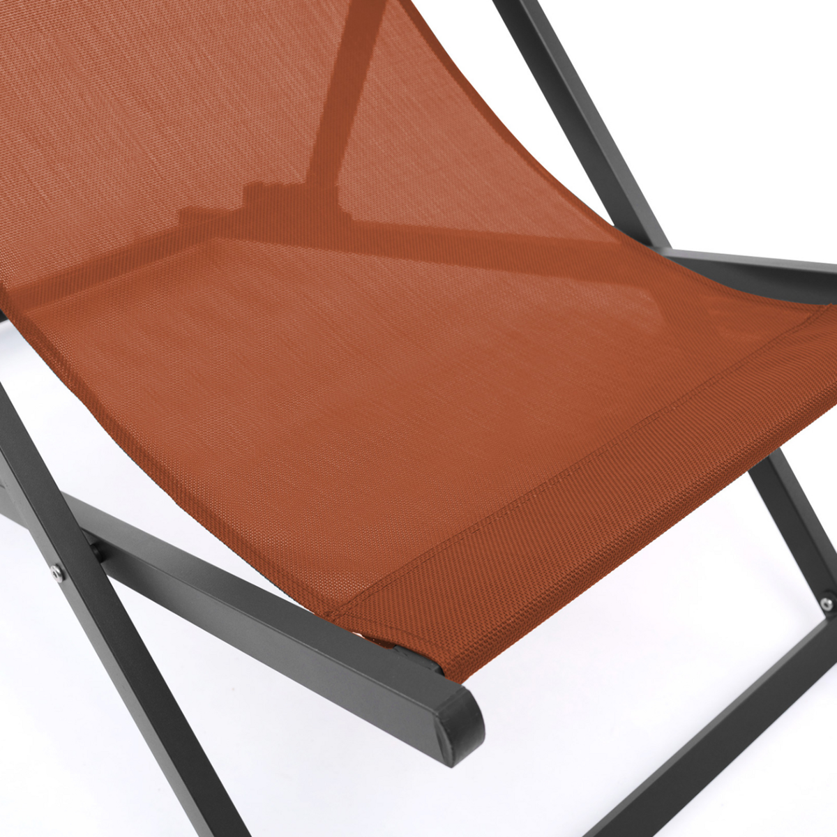 ID MARKET Lot de 2 chiliennes LOTA en acier et toile textilène terracotta