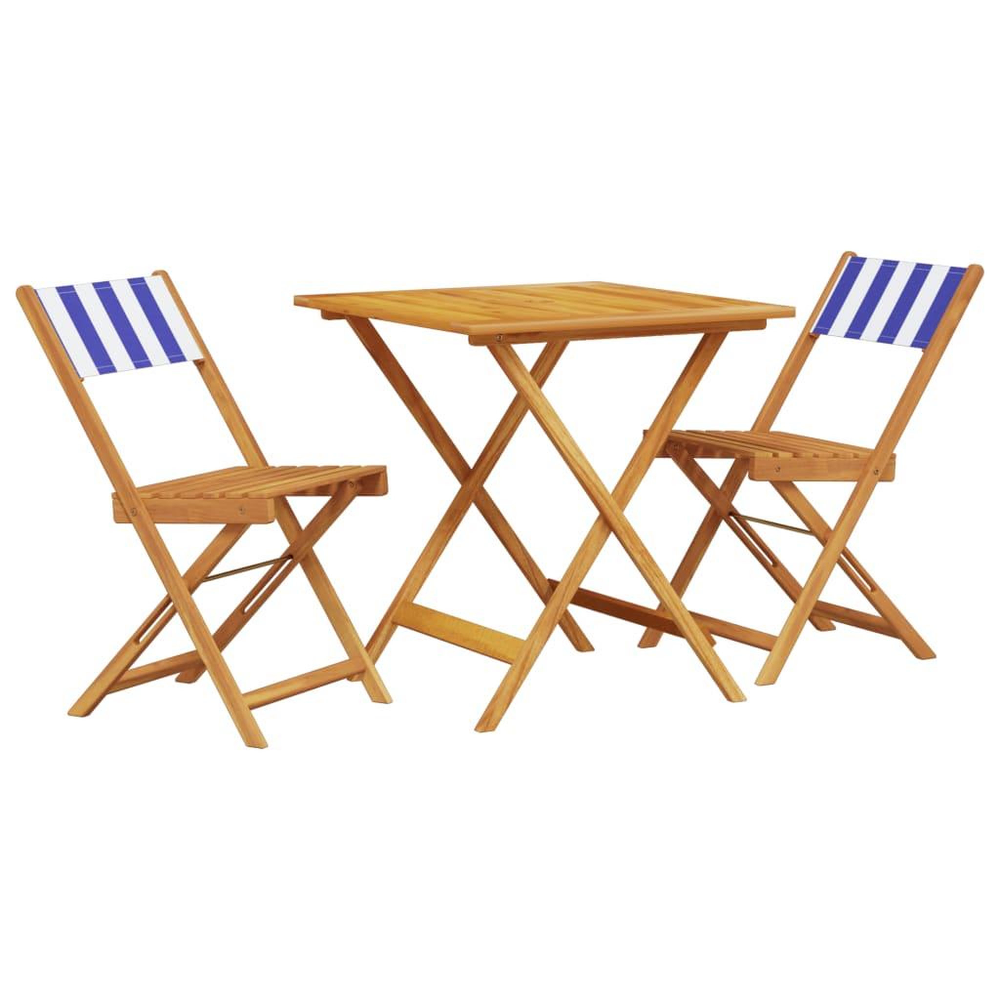 Voir la diapositive 2 : VIDAXL Ensemble de bistro 3 pcs bleu et blanc tissu et bois massif