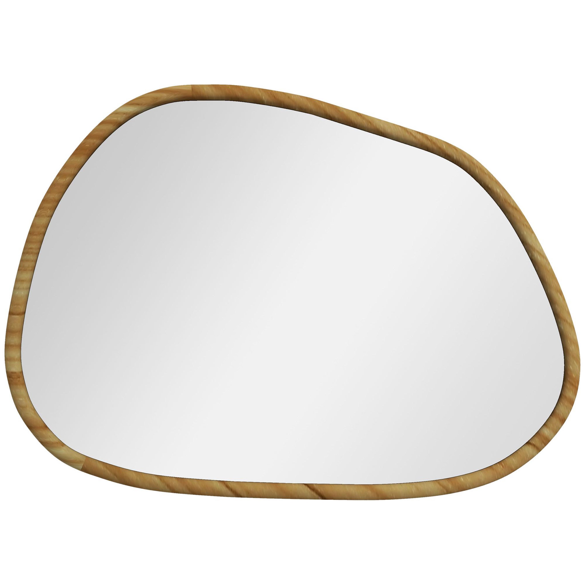 HOMCOM Miroir mural décoratif forme organique dim. 70L x 50H cm cadre bois de pin verni