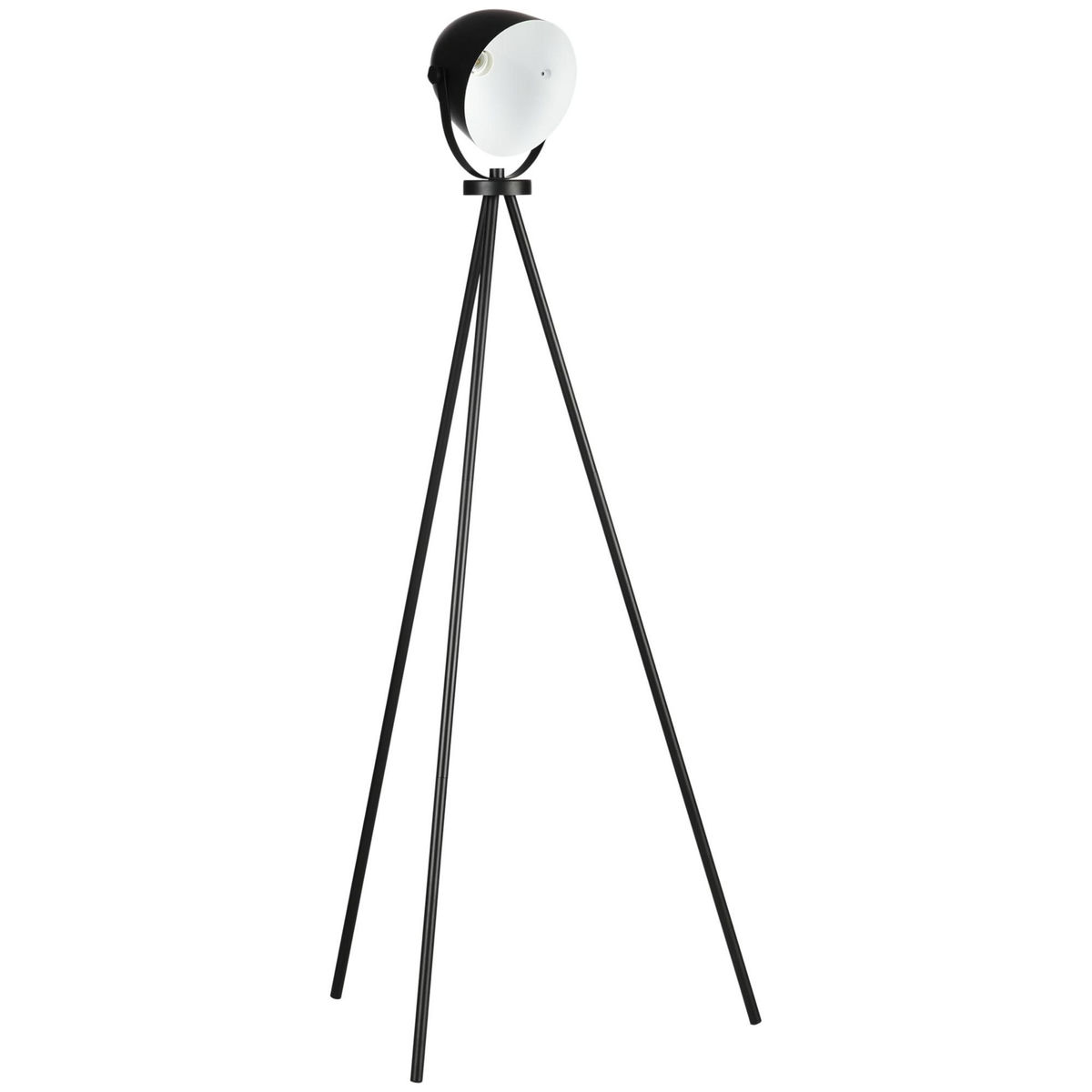 HOMCOM Lampadaire trépied style industriel abat-jour ajustable E27 40W max. dim. 60L x 54l x 135H cm métal noir blanc