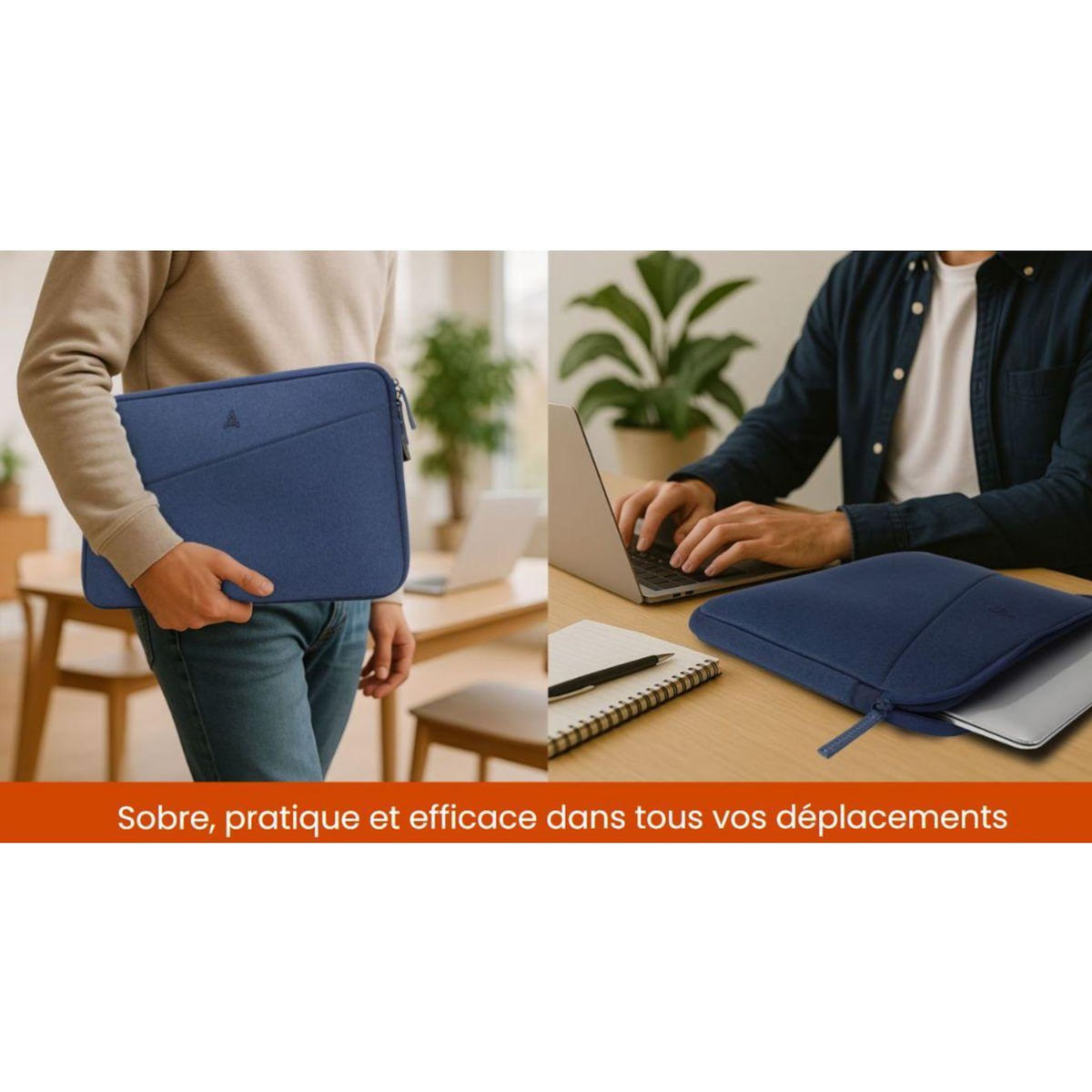 ADEQWAT Housse 15-16'' bleu chiné