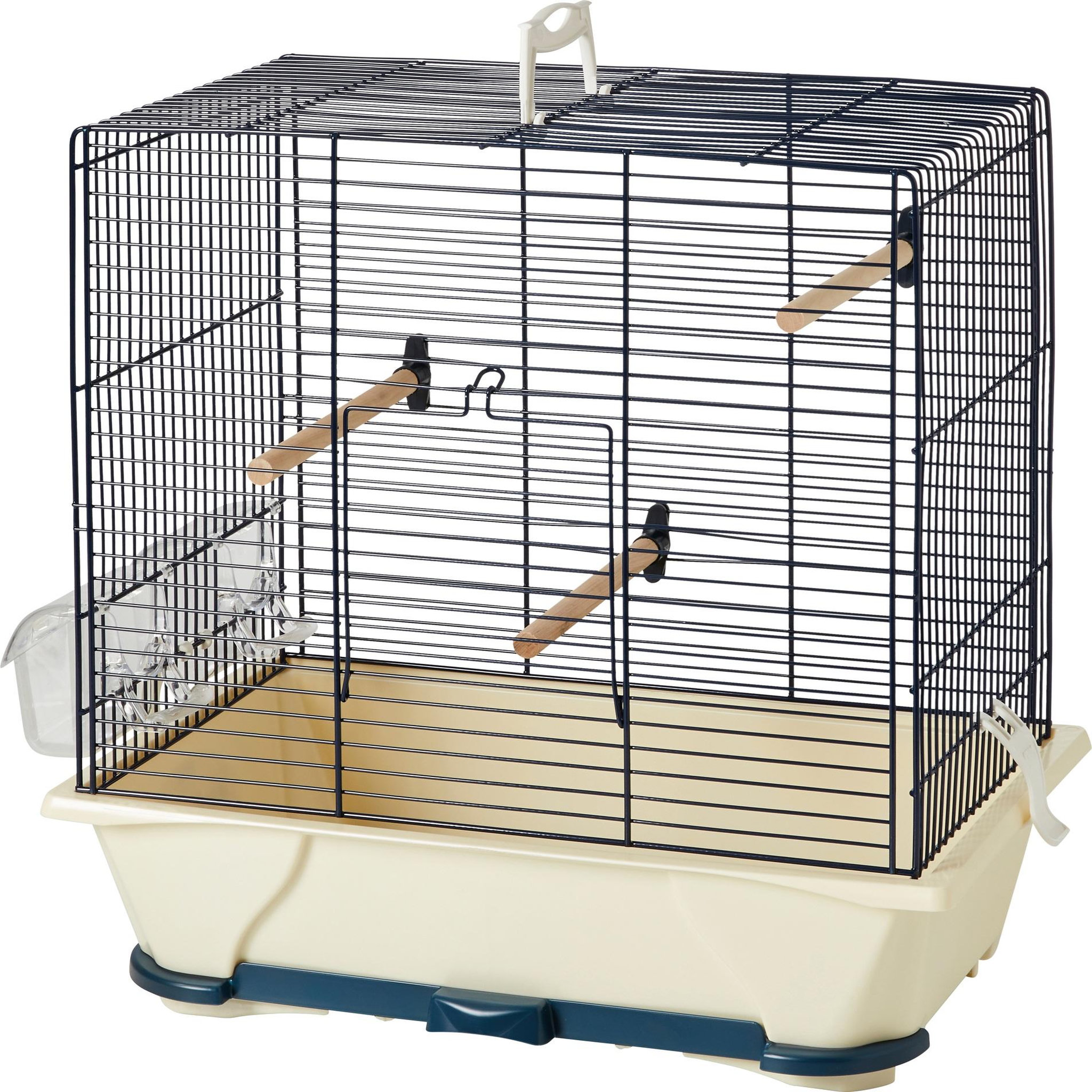 Eden Cage a oiseaux en métal ivoire et noir avec 3 perchoirs – 41 cm