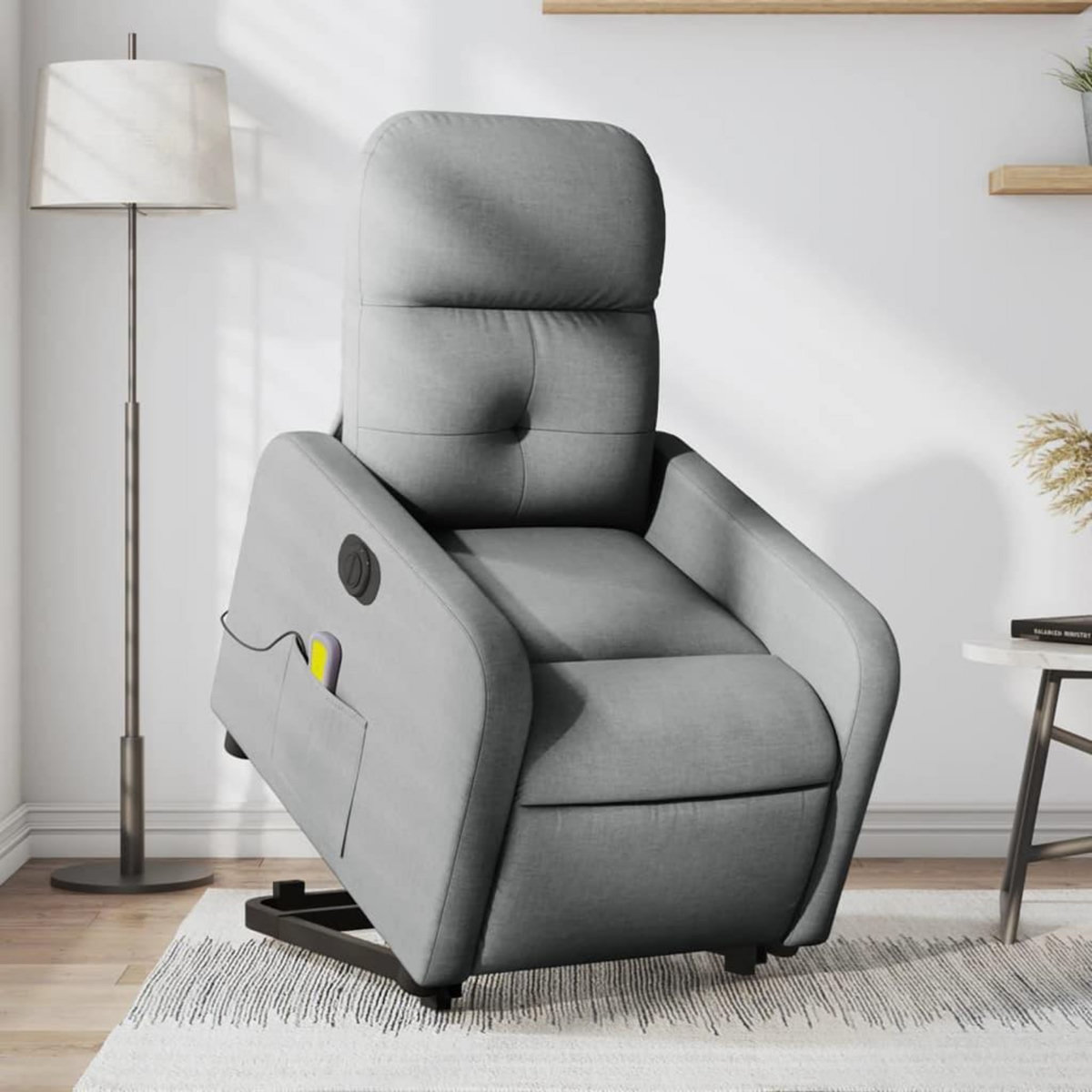 VIDAXL Fauteuil inclinable de massage electrique Gris clair Tissu