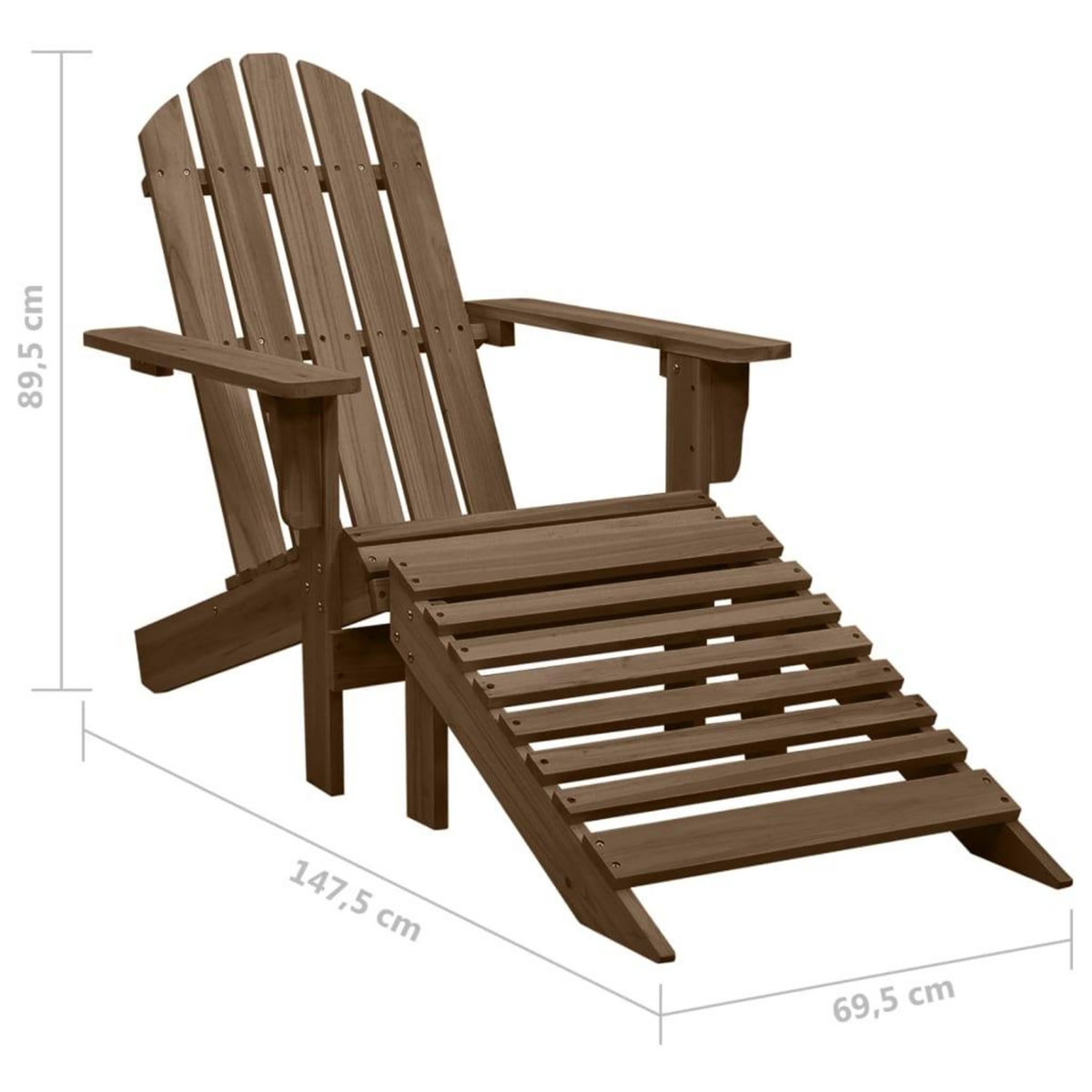 VIDAXL Chaise de jardin Adirondack avec pouf et table Sapin Marron
