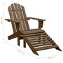 Voir la diapositive 6 : VIDAXL Chaise de jardin Adirondack avec pouf et table Sapin Marron