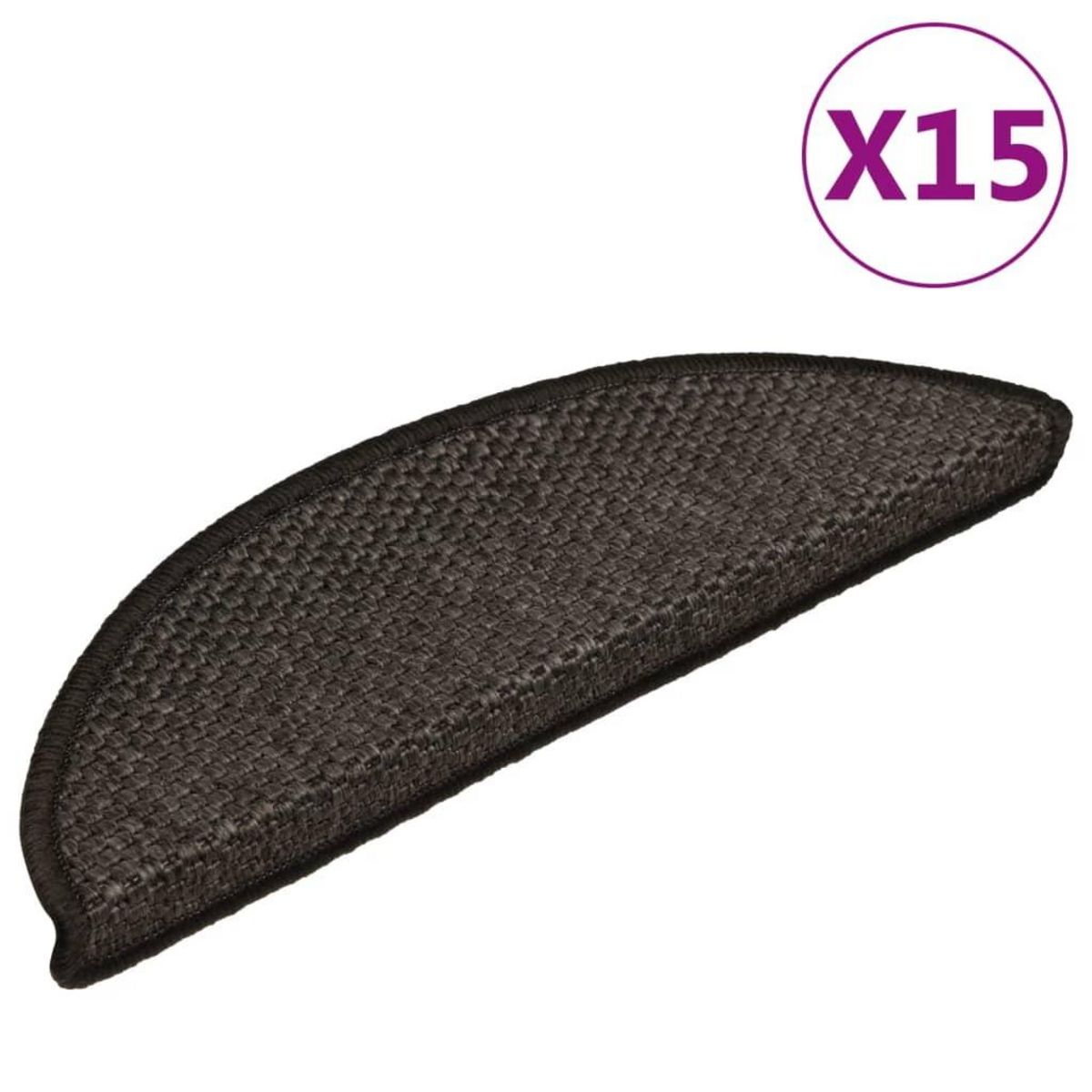 VIDAXL Tapis d'escalier autocollants 15 pcs 56x17x3 cm Anthracite