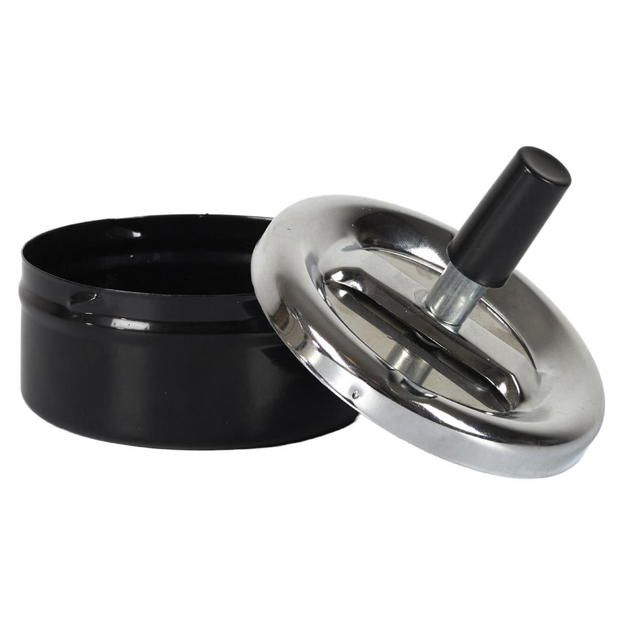 Voir la diapositive 3 : MISTER GADGET Cendrier poussoir en métal  fun  9cm noir