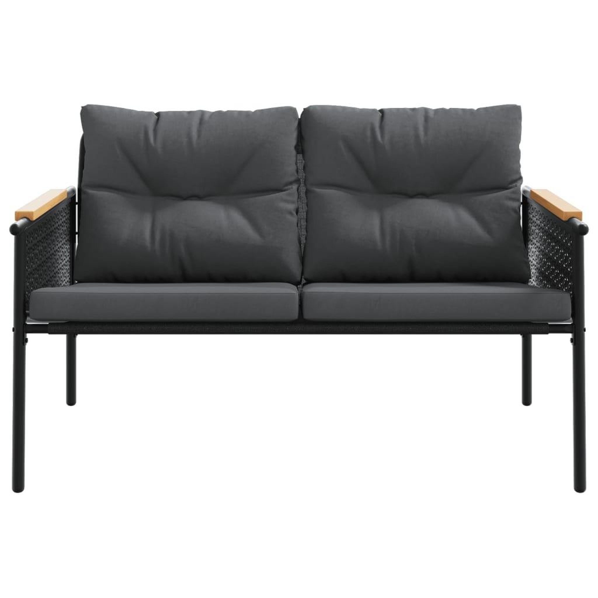 Voir la diapositive 4 : VIDAXL Banc de jardin avec coussins 116 cm noir acier