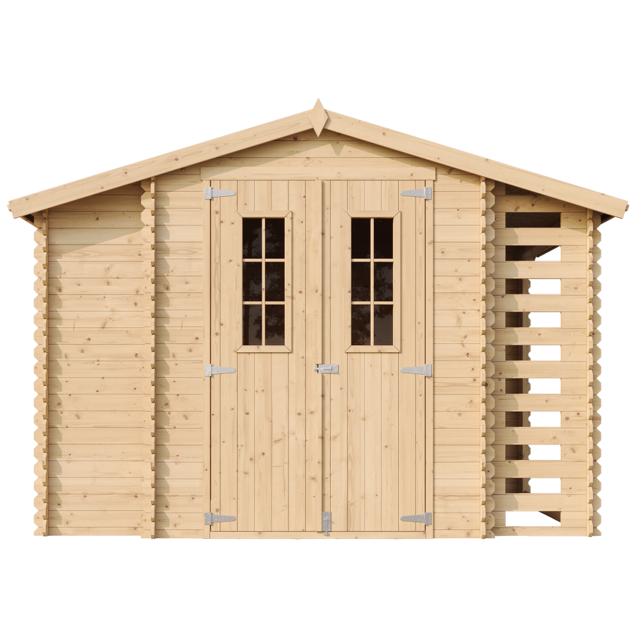 Voir la diapositive 2 : TIMBELA Abri de jardin en bois et range bûches extérieur - 3,53 + 0,97+0,97 m2 m389c