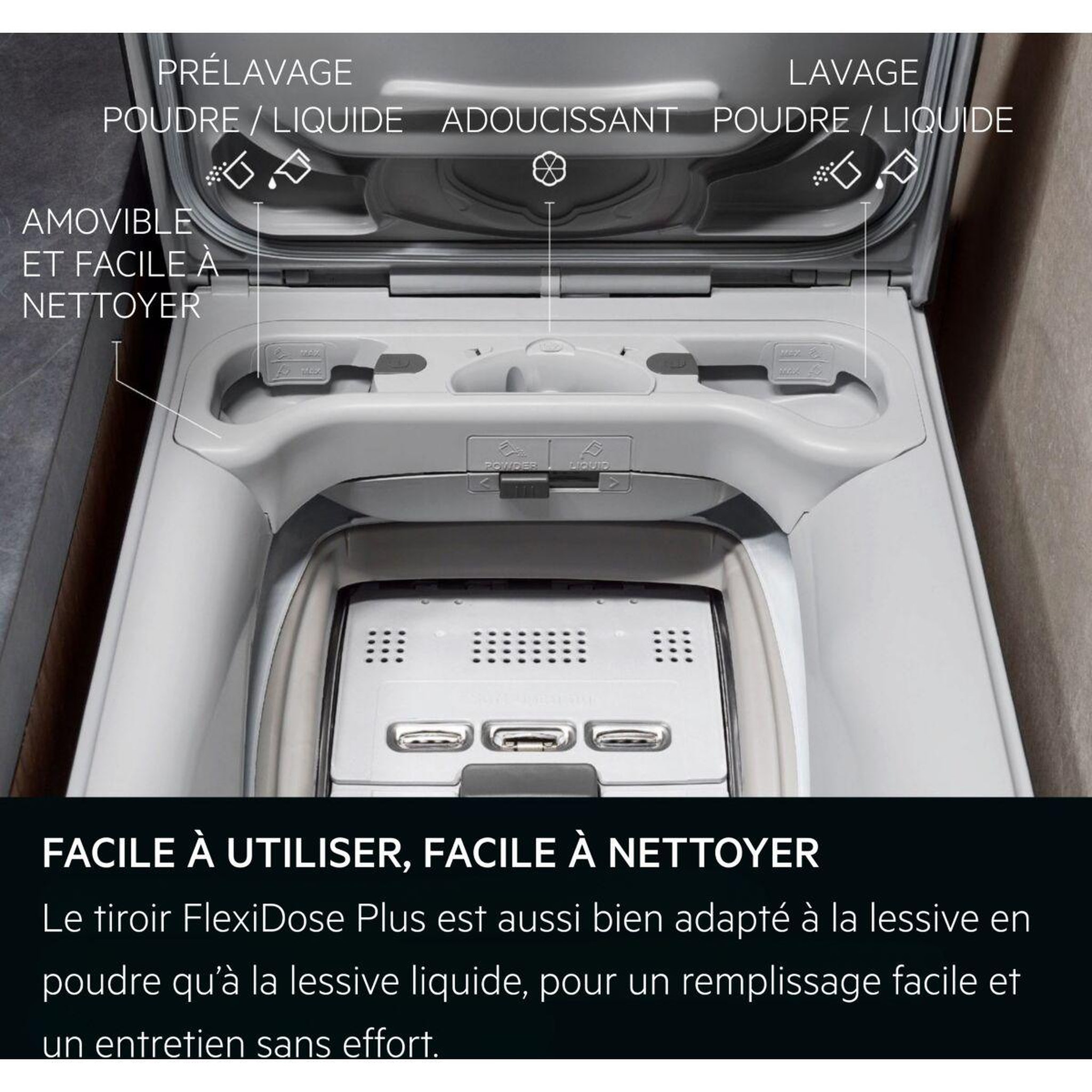 Voir la diapositive 4 : AEG Lave linge top ltr8c7313ds - 7 kg - 1300 tr/min - classe a - moteur induction - dosage automatique - noir
