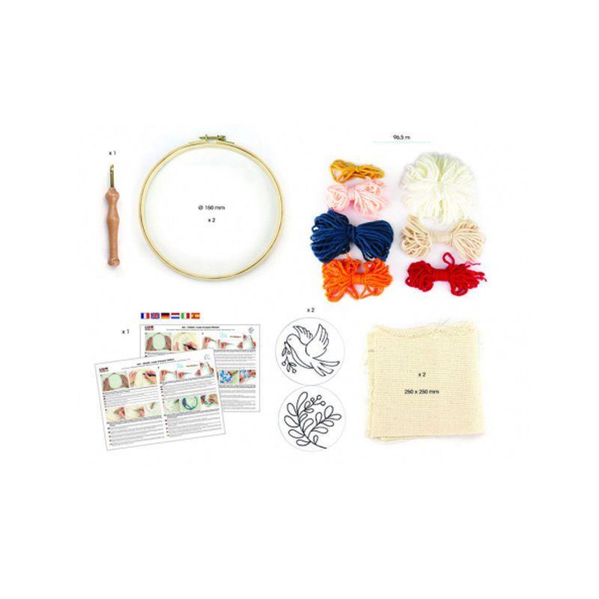 Graine créative Coffret 2 punch needle - Diptyque colombe et végétal ø 15 cm