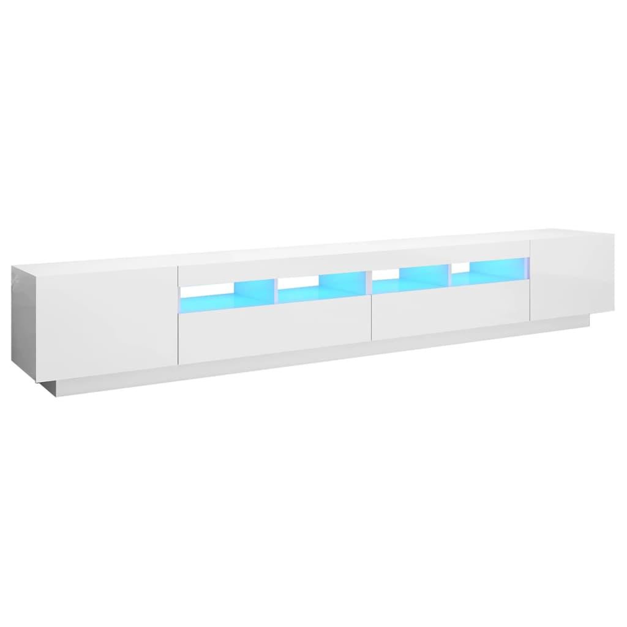 Voir la diapositive 2 : VIDAXL Meuble TV avec lumieres LED Blanc brillant 260x35x40 cm