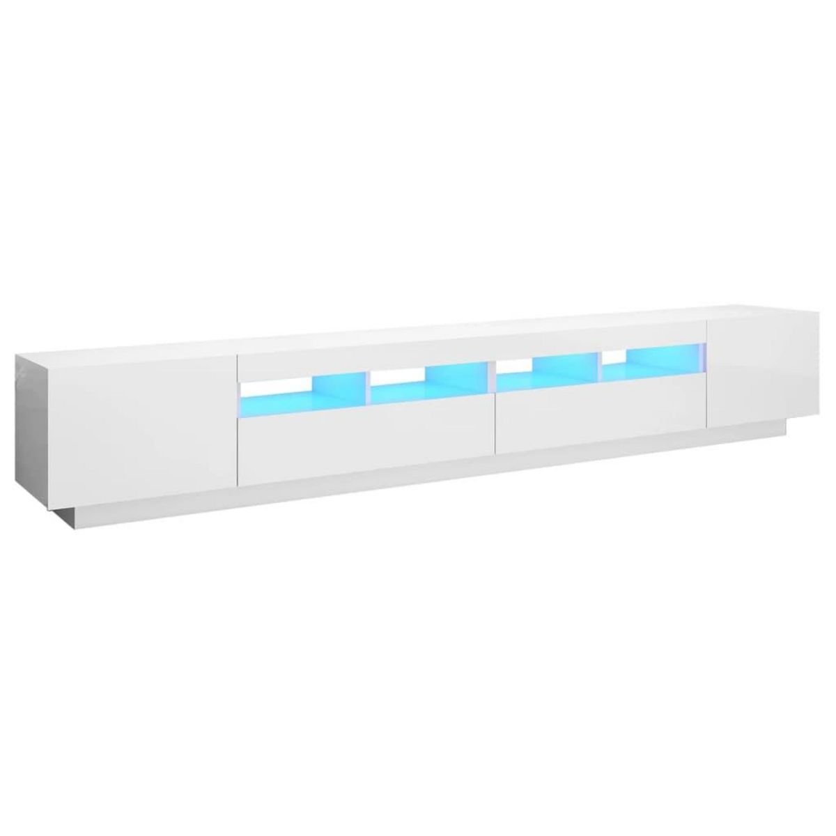 VIDAXL Meuble TV avec lumieres LED Blanc brillant 260x35x40 cm