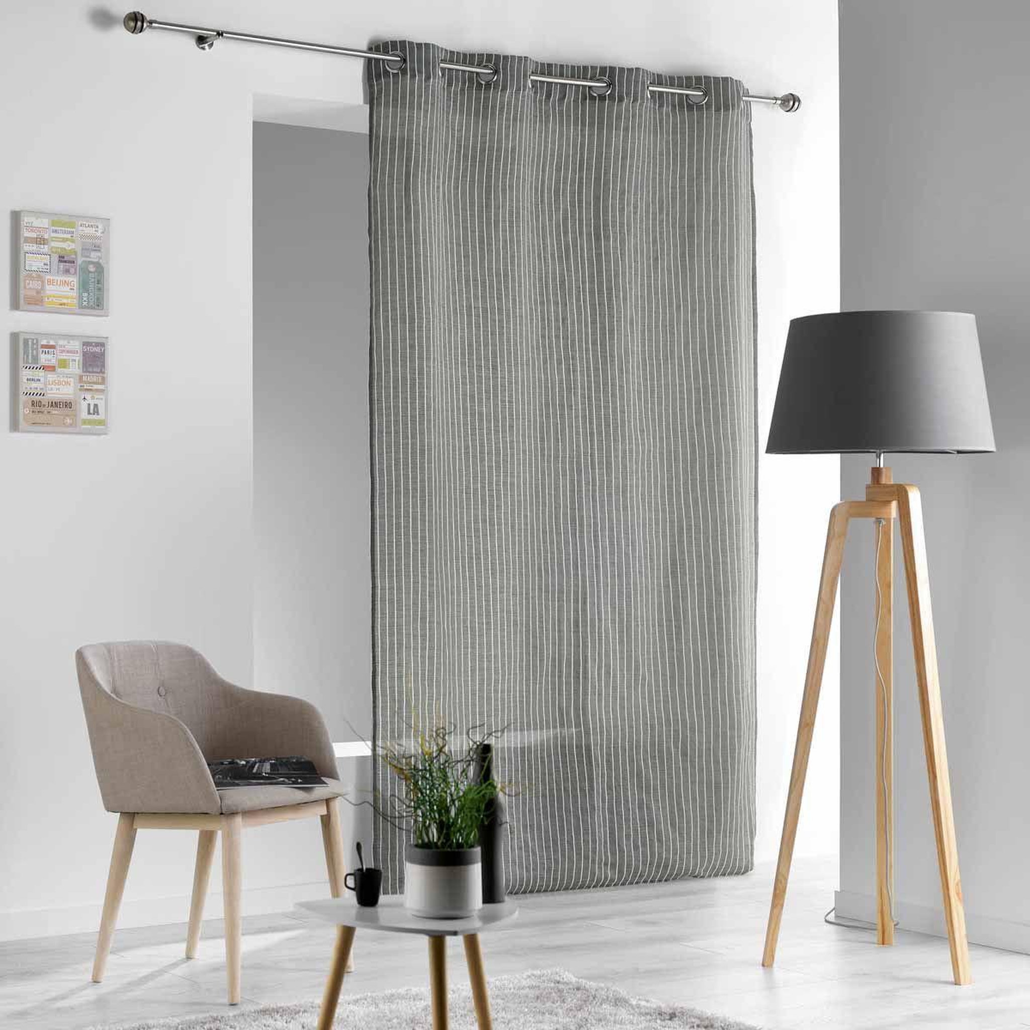 Douceur d'Intérieur Rideau à oeillets  sofiane  140x260cm anthracite
