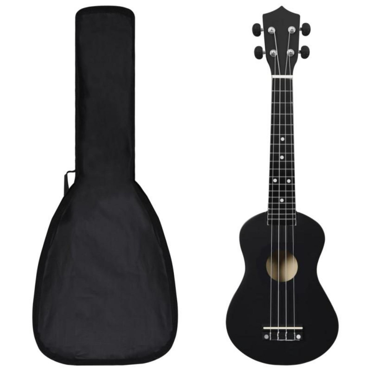 VIDAXL Jeu de ukulélé soprano avec sac pour enfants Noir 23
