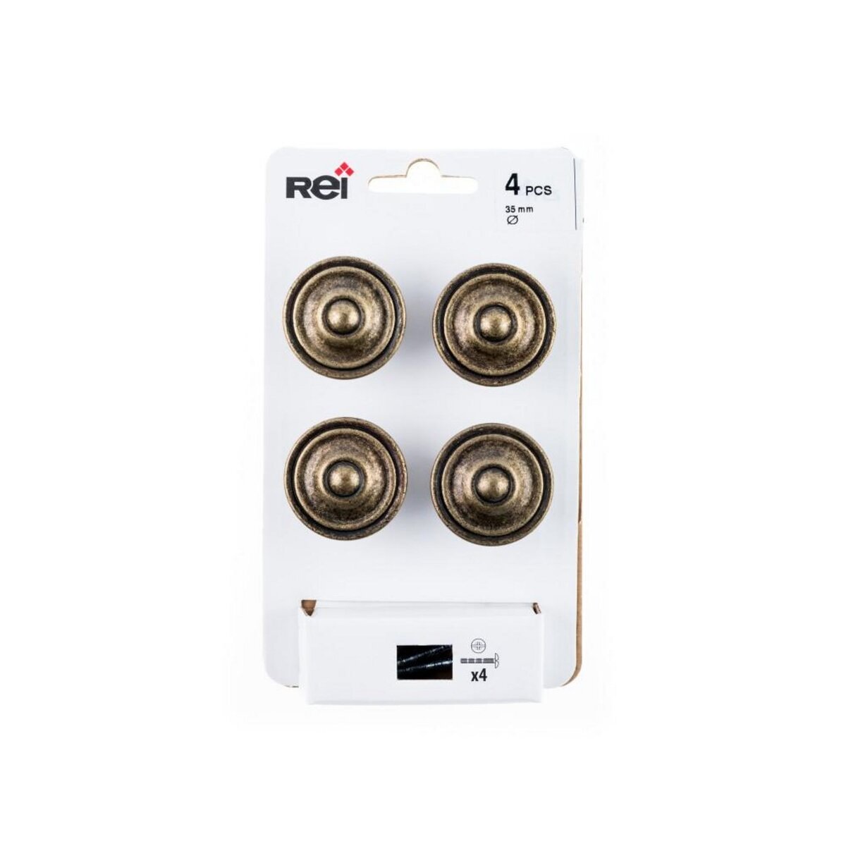 CENTRALE BRICO Lot de 4 boutons de meuble Rond zamak laitonné H.26 x l.35 x P.35 mm