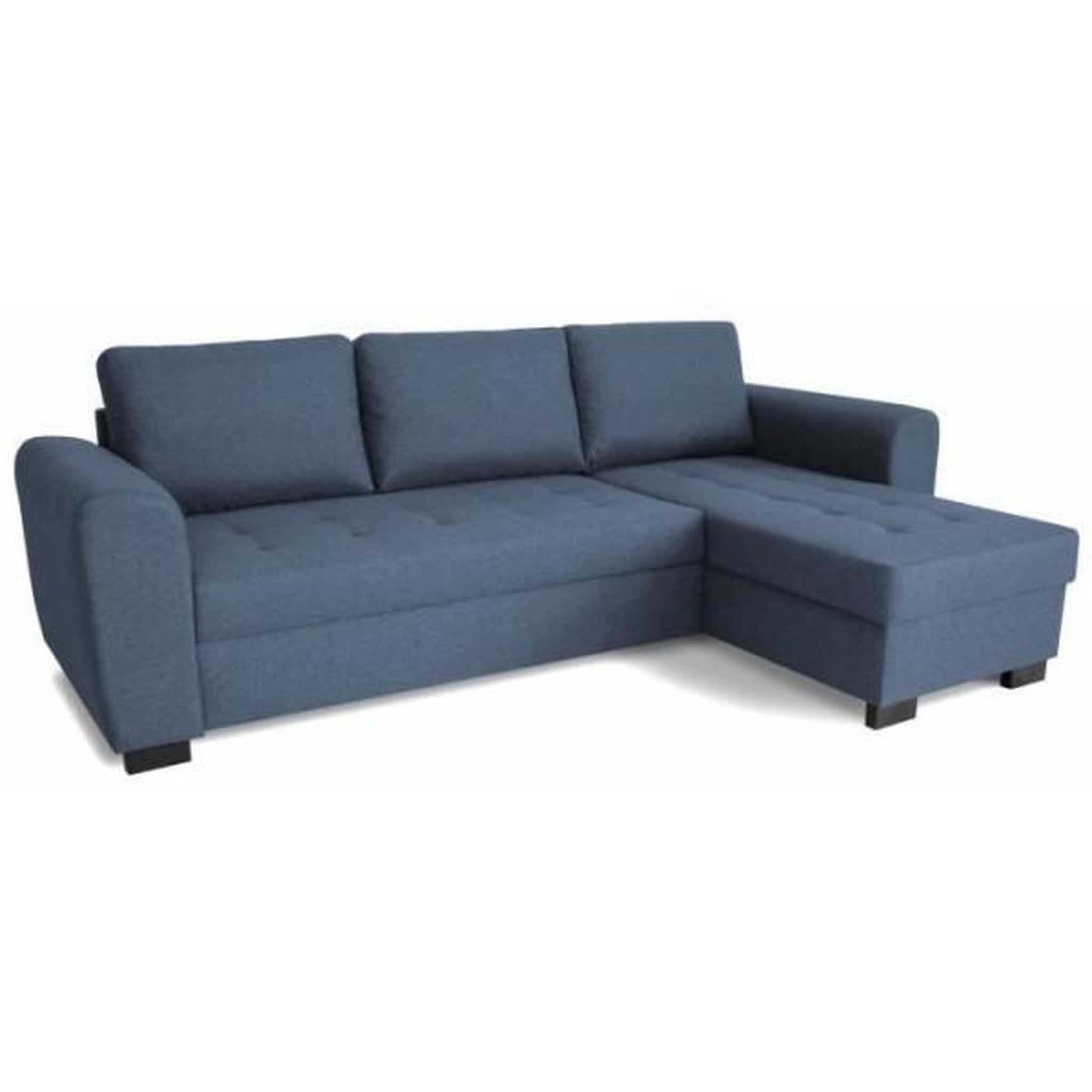 MARKET24 Canapé d'angle fixe réversible 4 places - Tissu Bleu - L245 x P150 x H86 cm - HAMILTON - Fabriqué en Ukraine