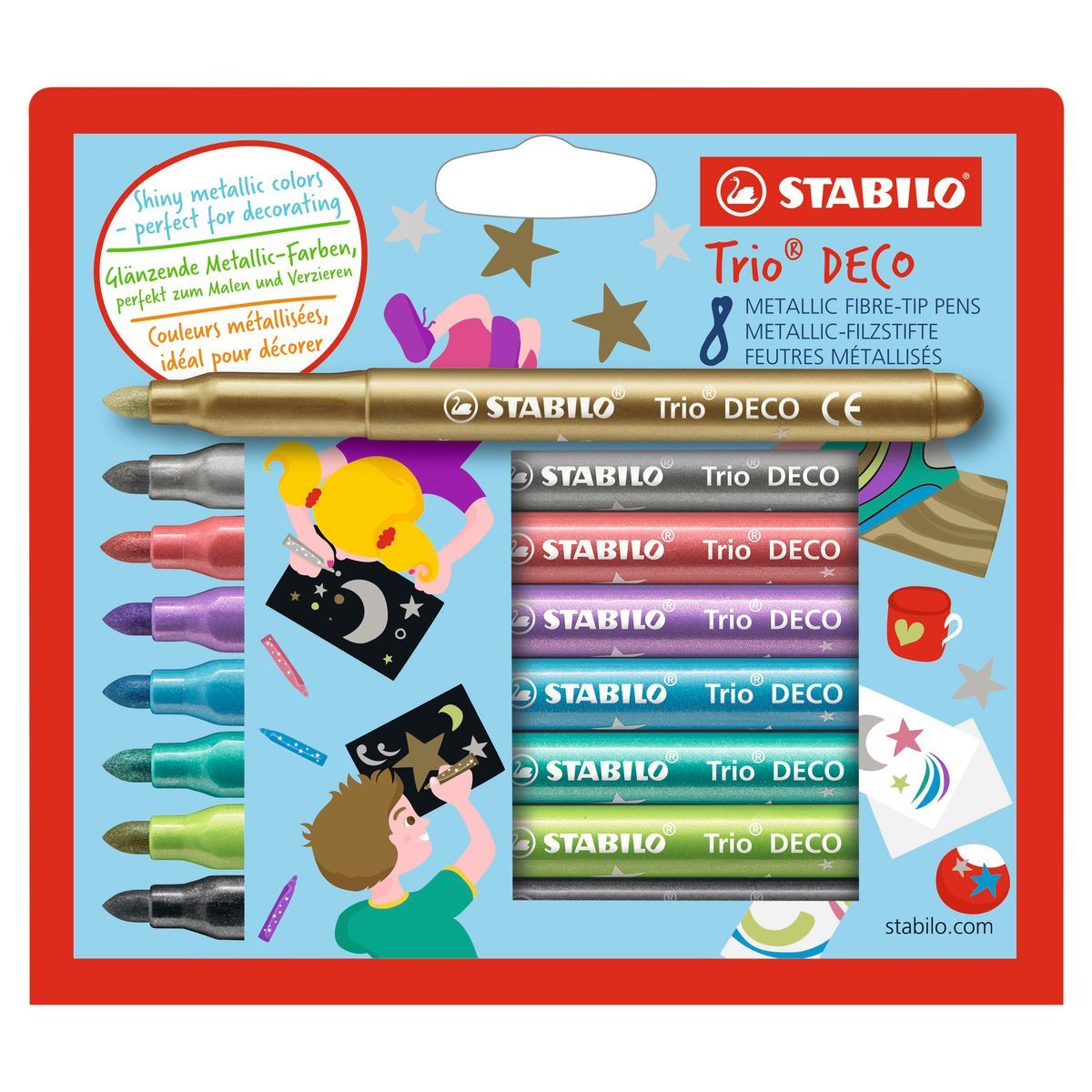STABILO Lot de 8 feutres de coloriage métalisés Trio Deco