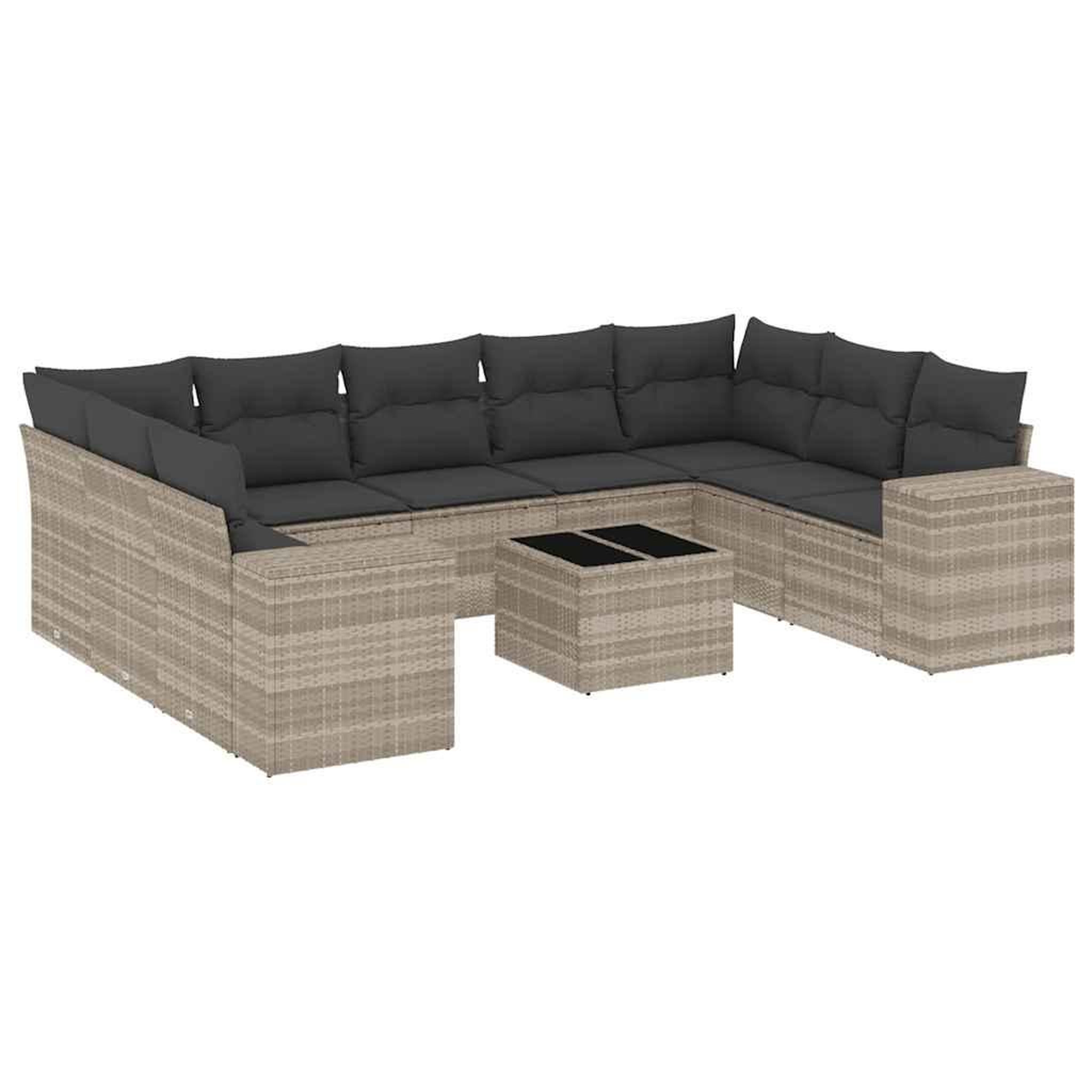 Voir la diapositive 2 : VIDAXL Salon de jardin avec coussins 10 pcs gris clair resine tressee