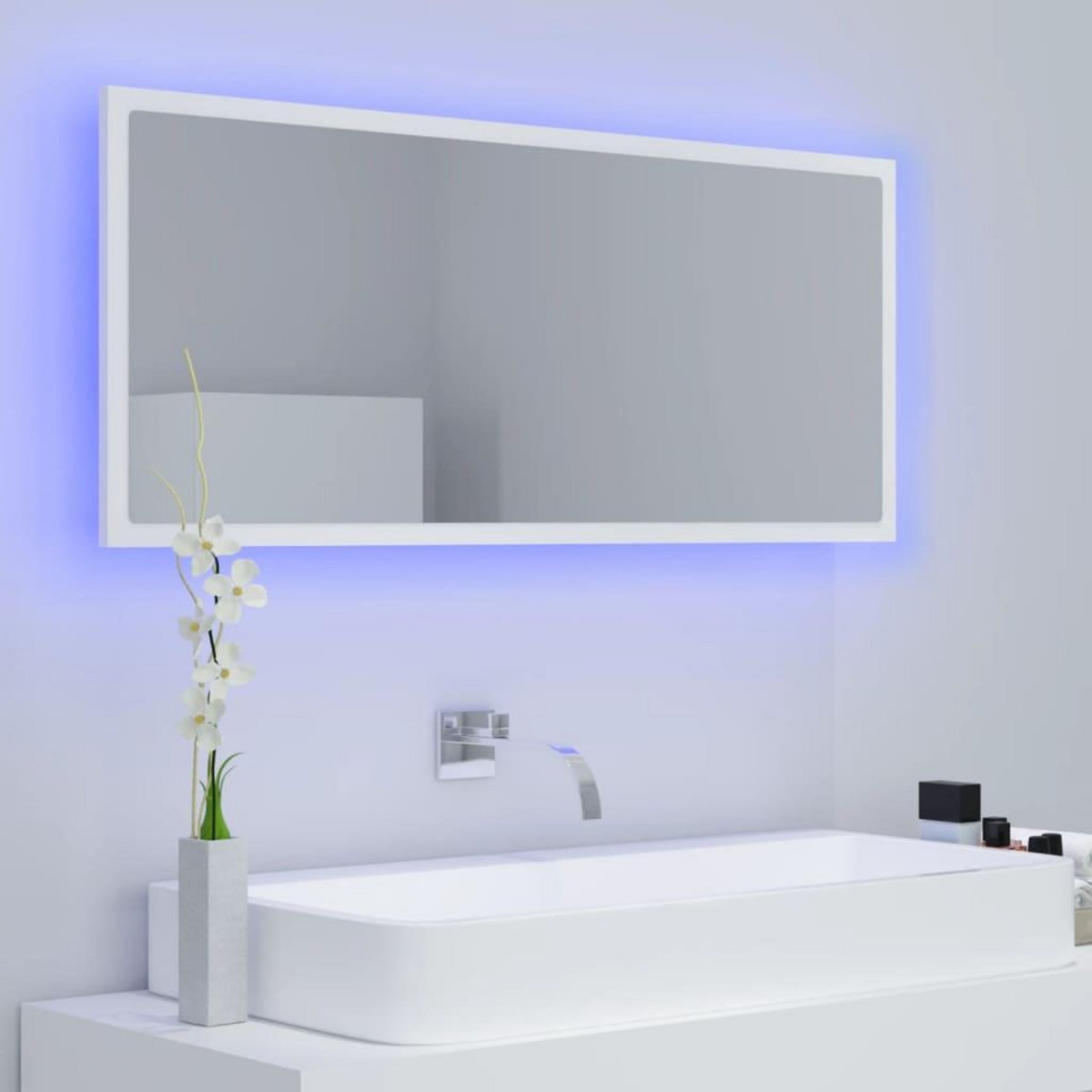 VIDAXL Miroir a LED de salle de bain Blanc 100x8,5x37 cm Acrylique