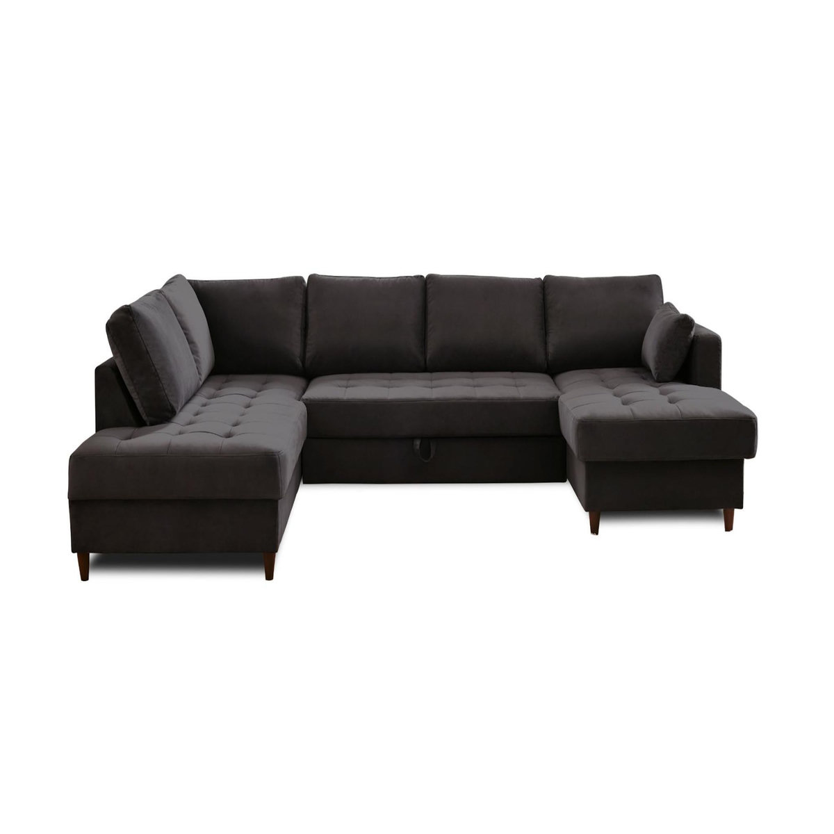 LISA DESIGN Anna - canapé panoramique d'angle gauche - 7 places - convertible avec coffre - en velours