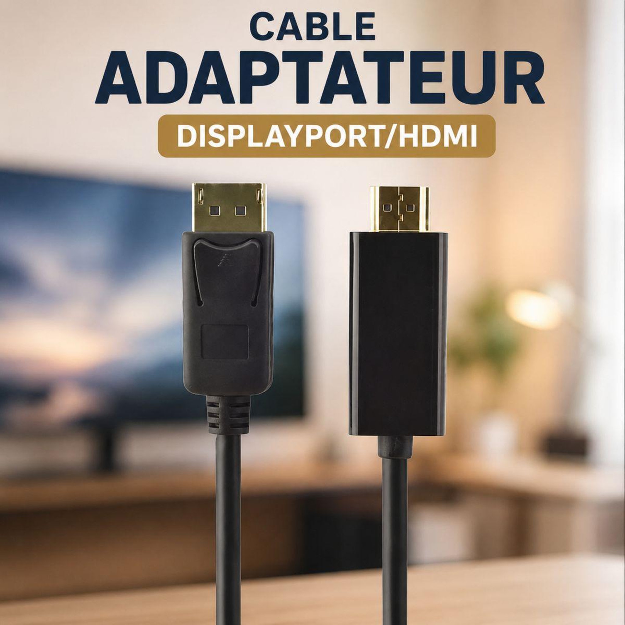 Voir la diapositive 2 : ESSENTIEL B Adaptateur Displayport/HDMI vers Display Port 3m ecp