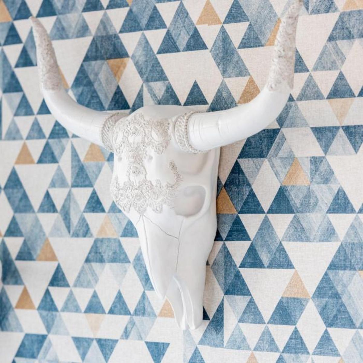 Paris Prix Déco Murale en Résine  Crane  53cm Blanc