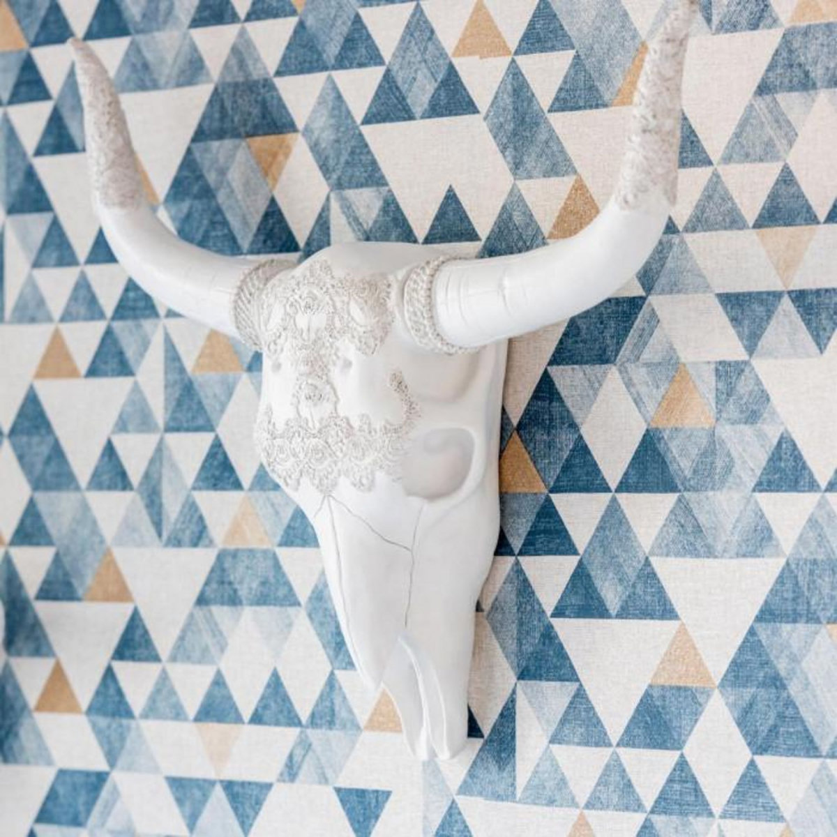 Paris Prix Déco Murale en Résine  Crane  53cm Blanc