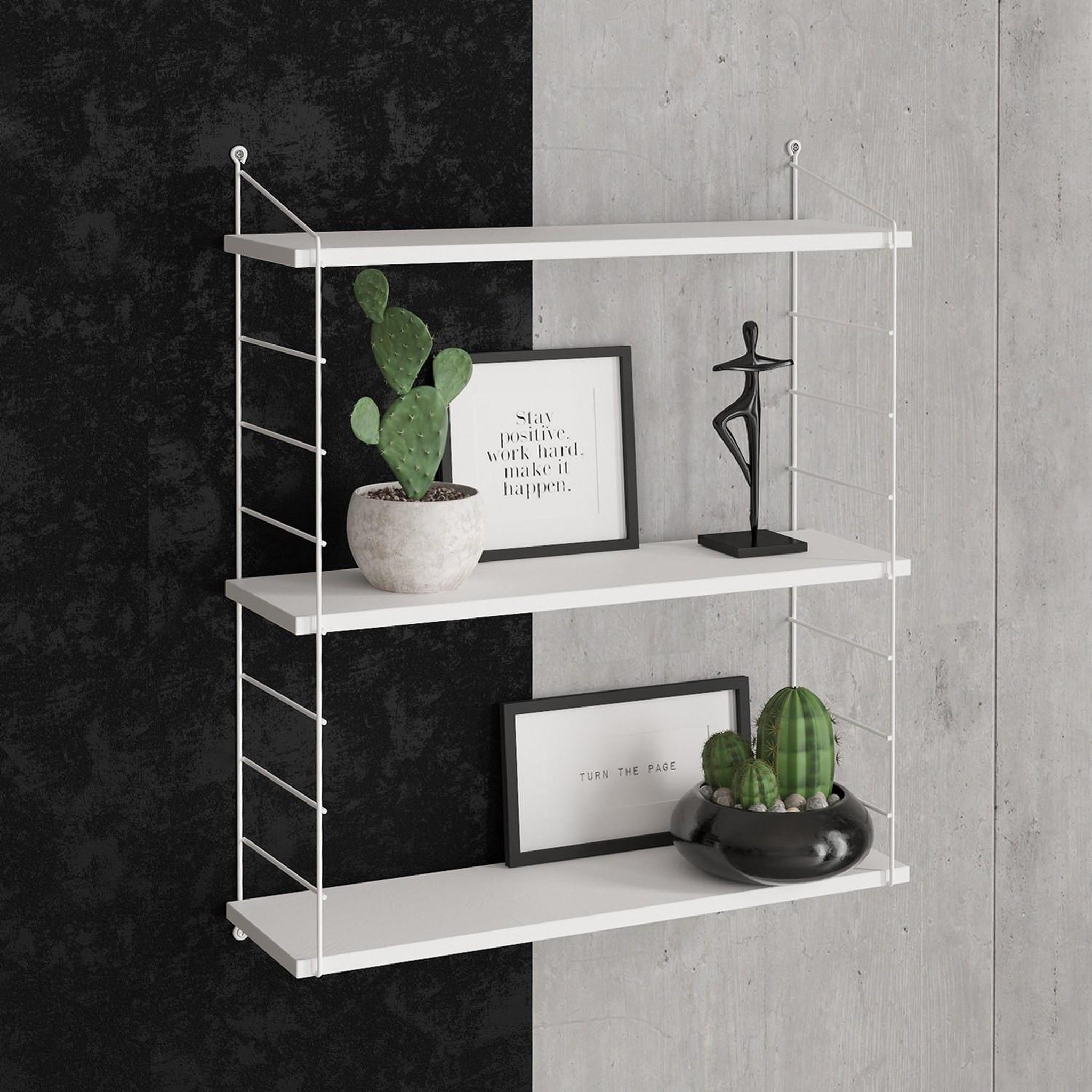 Voir la diapositive 2 : Habitat et Jardin Étagère murale en bois  armoni  - 72 x 20 x 85 cm - blanc