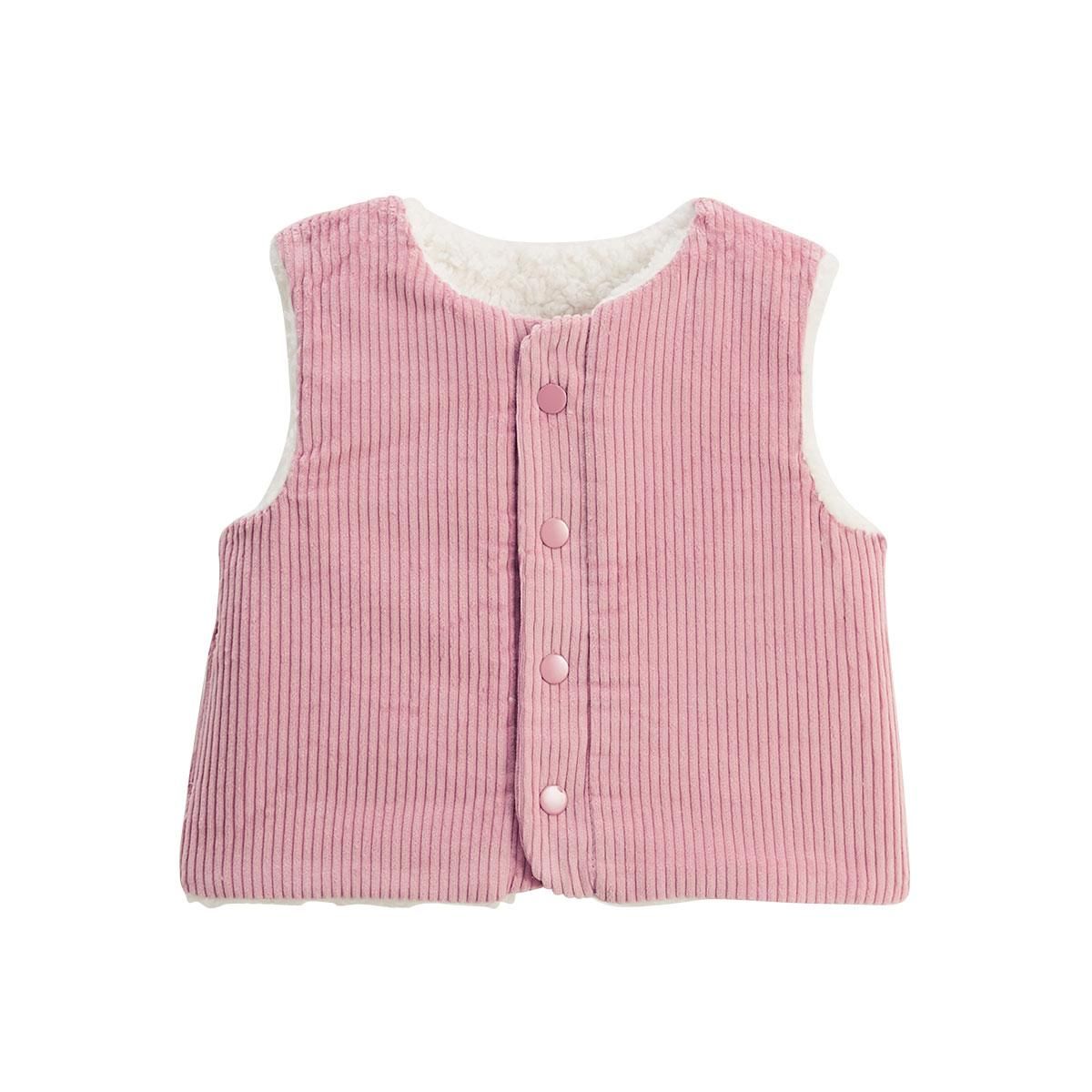 Petit Béguin Veste sans manches enfant réversible en sherpa Céleste