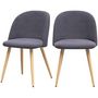 Voir la diapositive 1 : Rendez vous déco Lot de 2 chaises en tissu bleu et pieds en métal effet bois - Cozy