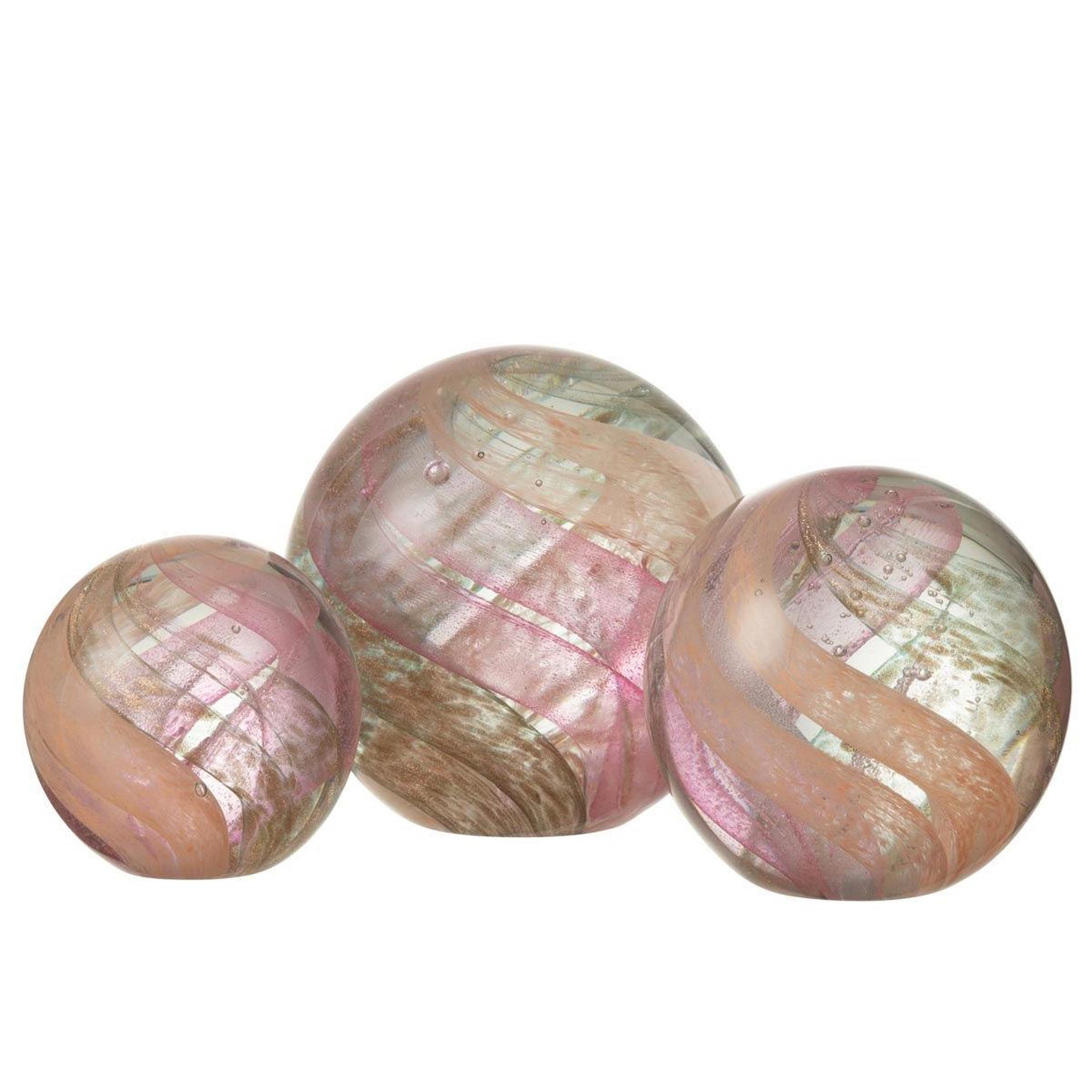 Voir la diapositive 2 : J-LINE Presse-papier en verre  ouragan  10cm rose & or