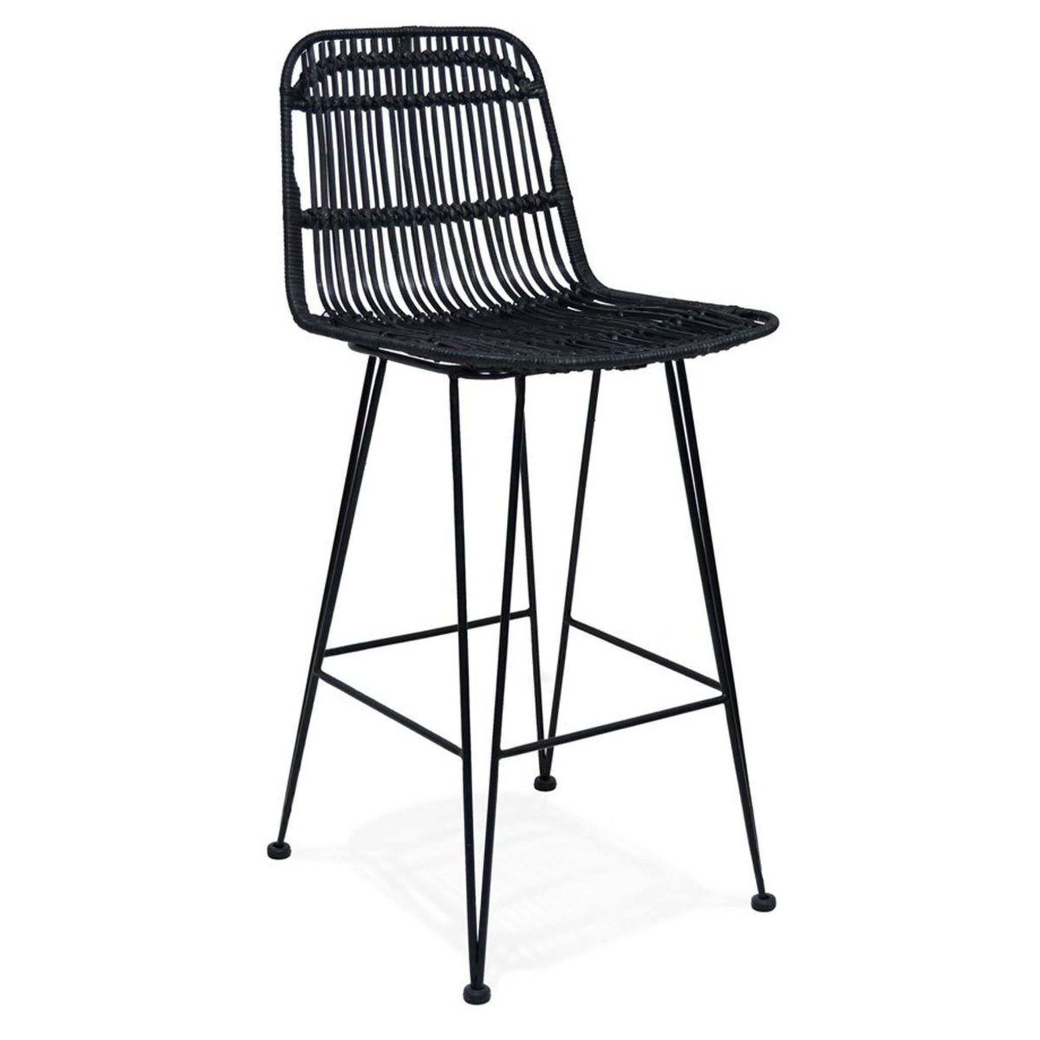 Voir la diapositive 1 : Paris Prix Tabouret de bar design en rotin  baloin  94cm noir