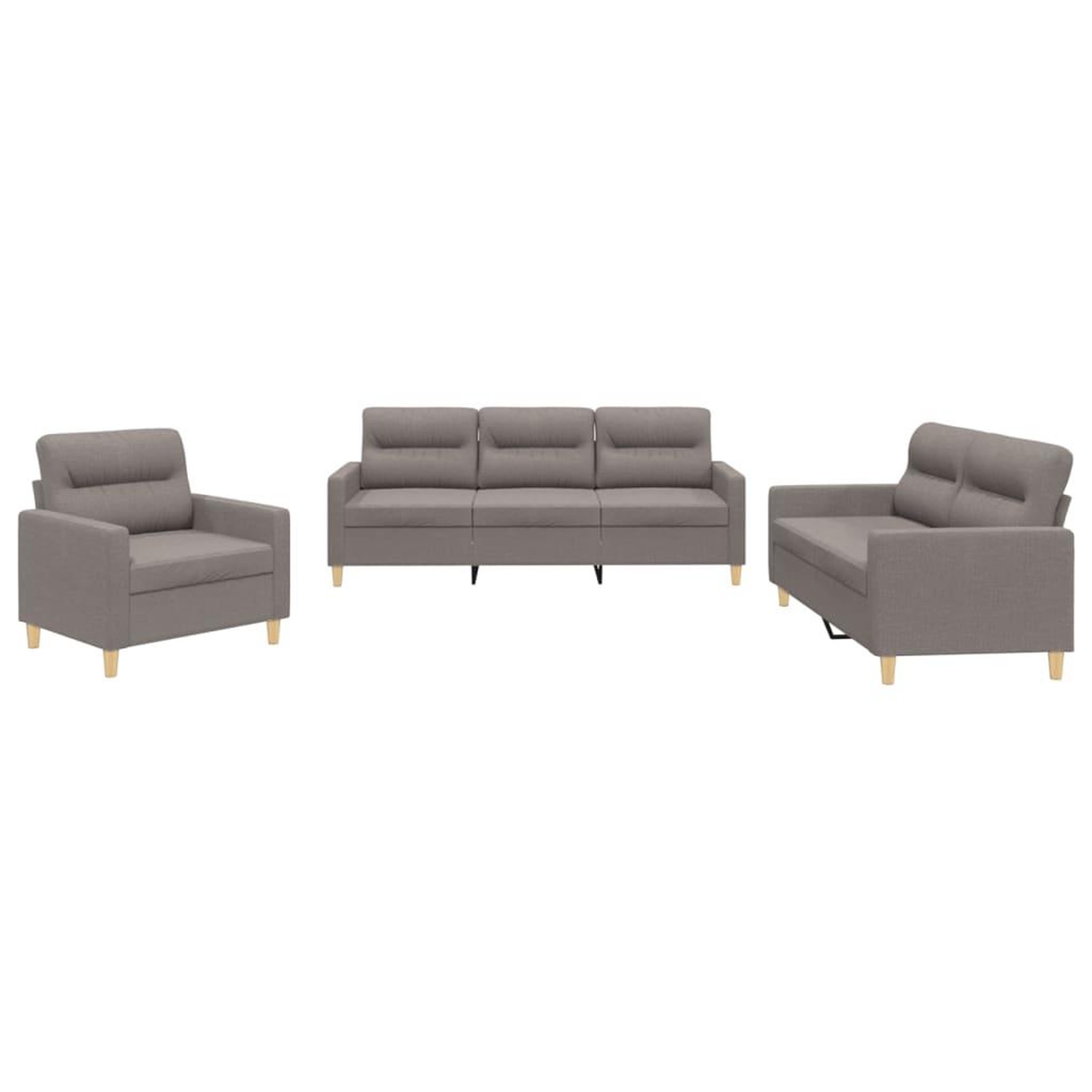 Voir la diapositive 2 : VIDAXL Ensemble de canapes 3 pcs avec coussins Taupe Tissu