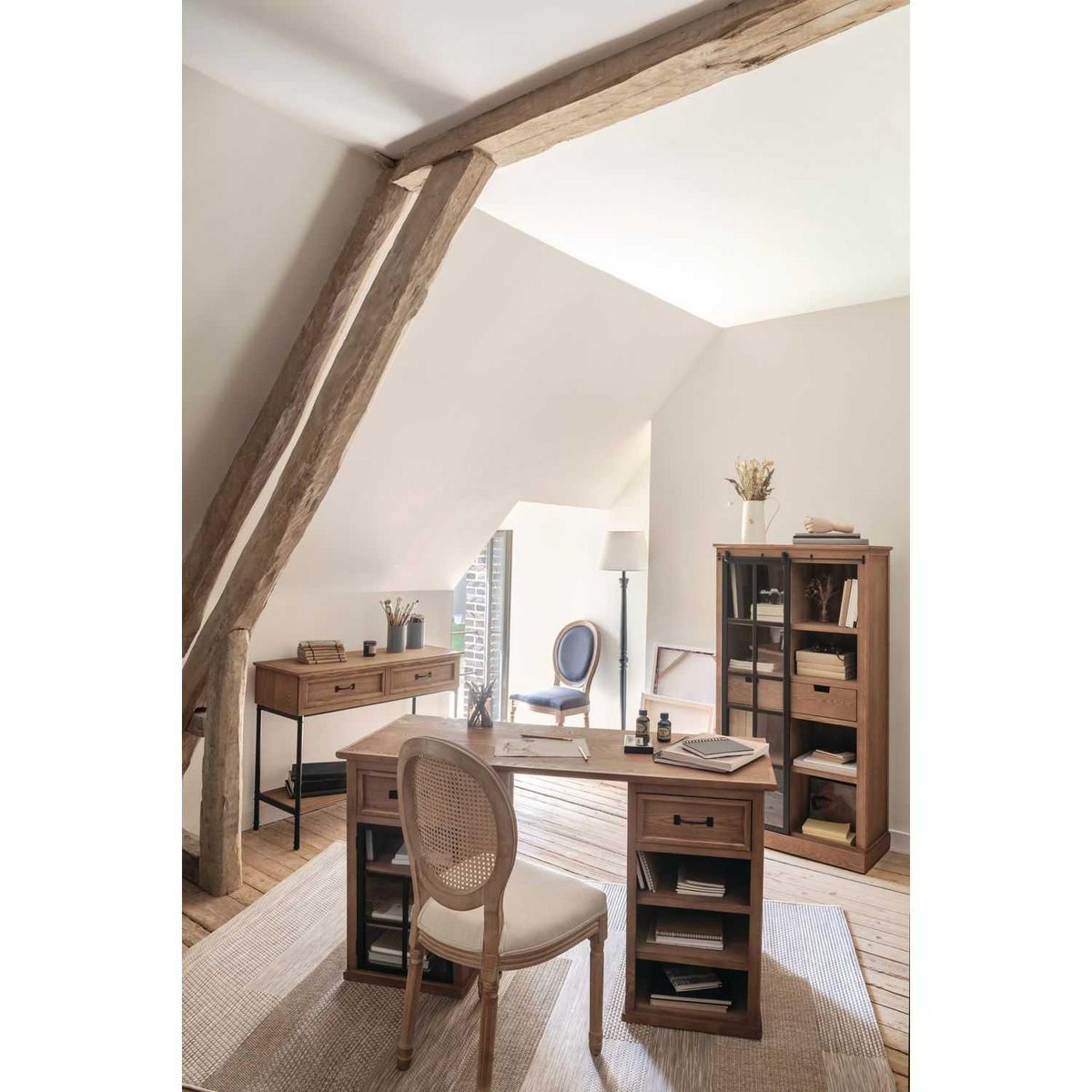 ATMOSPHERA Bibliothèque Lazare avec porte vitrée coulissante - Marron